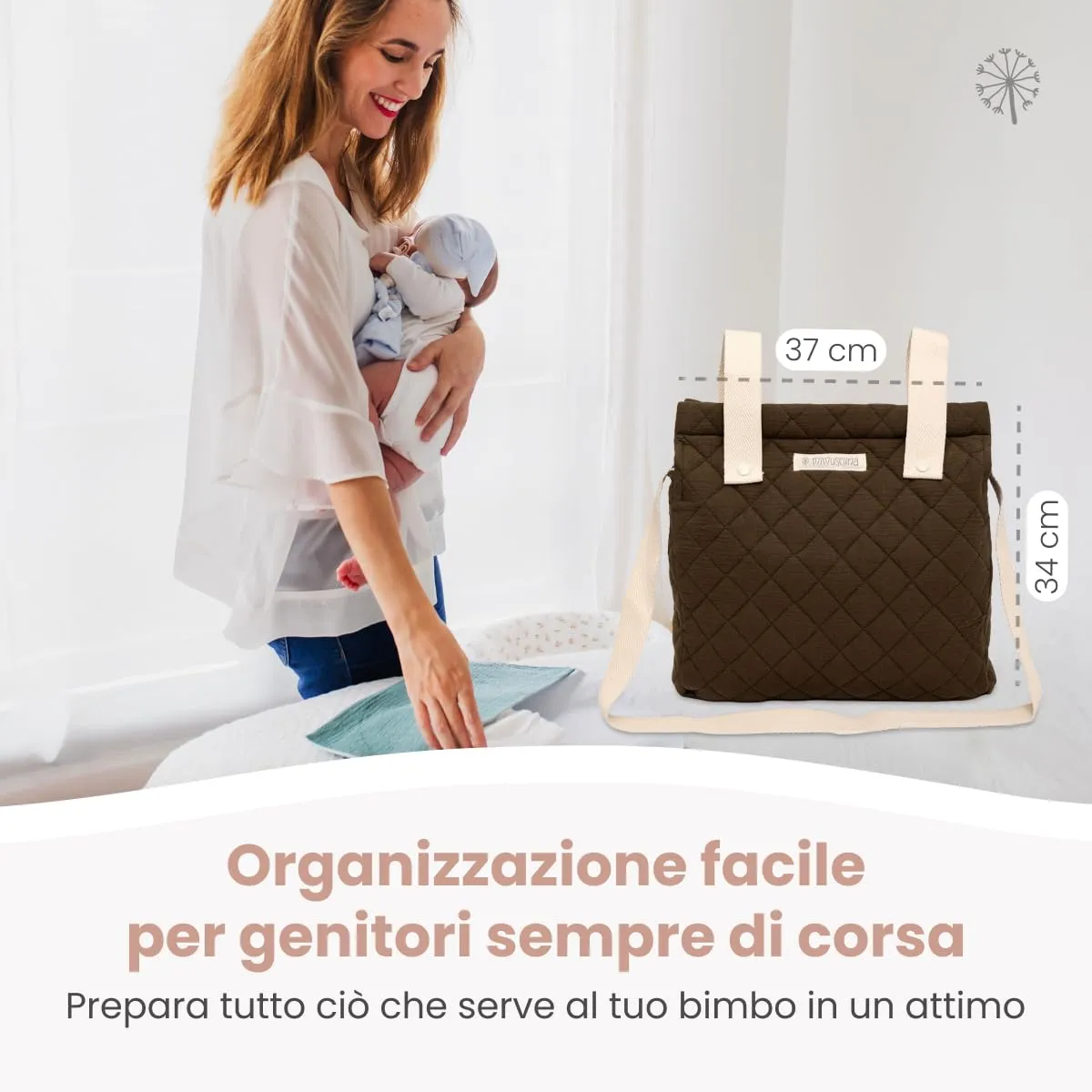 MIMUSELINA Borsa Passeggino Universale e Cambio Bambino | Borsa Fasciatoio Neonato con Ampia Capacità e Scomparti Interni | Organizer Maternità Elegante e Pratico | Realizzato in Spagna - immagine 2