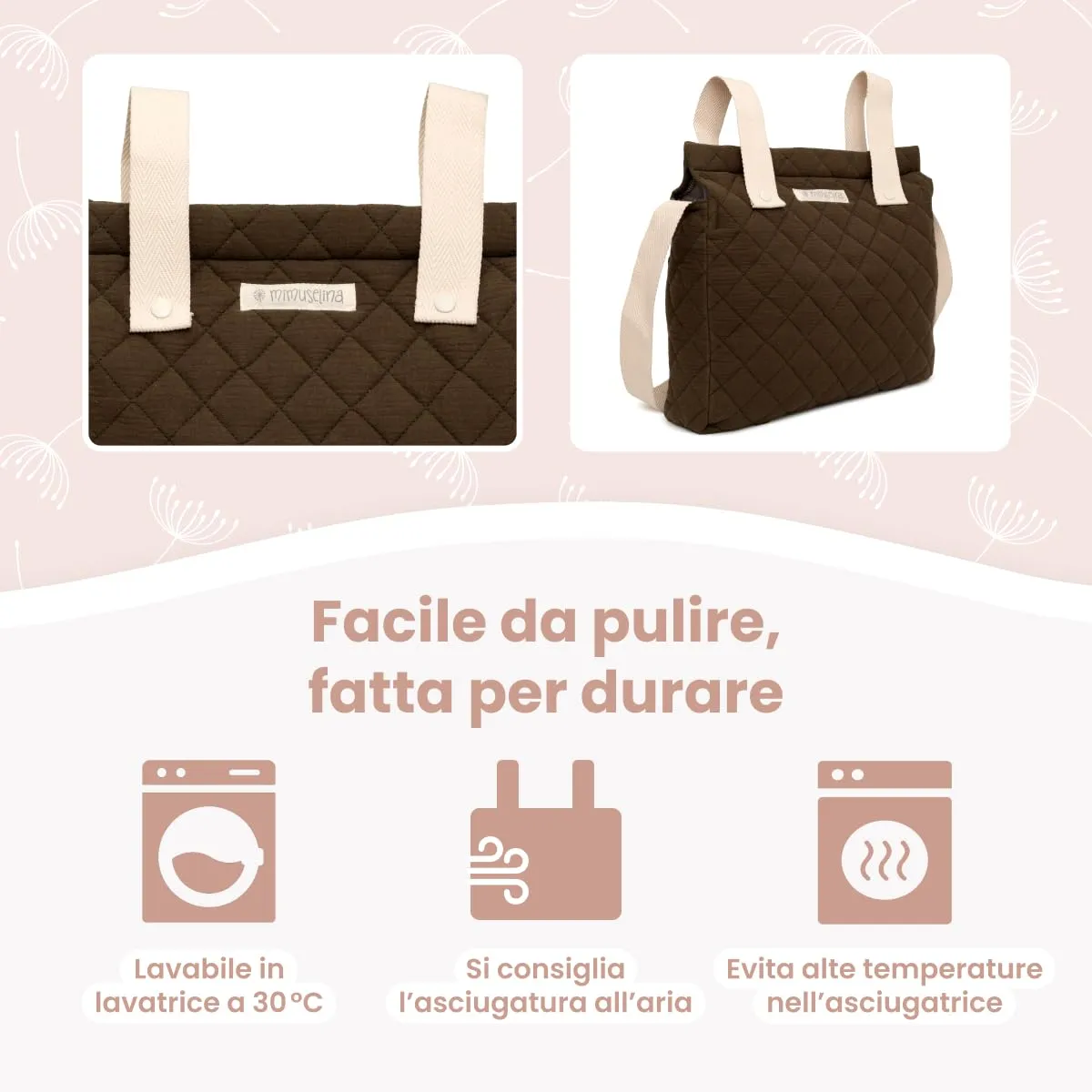 MIMUSELINA Borsa Passeggino Universale e Cambio Bambino | Borsa Fasciatoio Neonato con Ampia Capacità e Scomparti Interni | Organizer Maternità Elegante e Pratico | Realizzato in Spagna - immagine 8