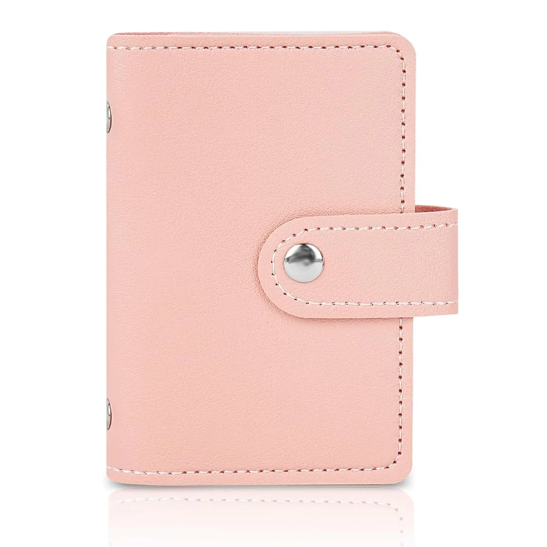JEYORZY Porta Carte di Credito Pelle, Porta Carte di Credito Uomo e Donna con 26 Custodie Protettive Trasparente per Carte, per Documenti D'identità, Carte di Credito, Patente di Guida (Rosa) - immagine 1