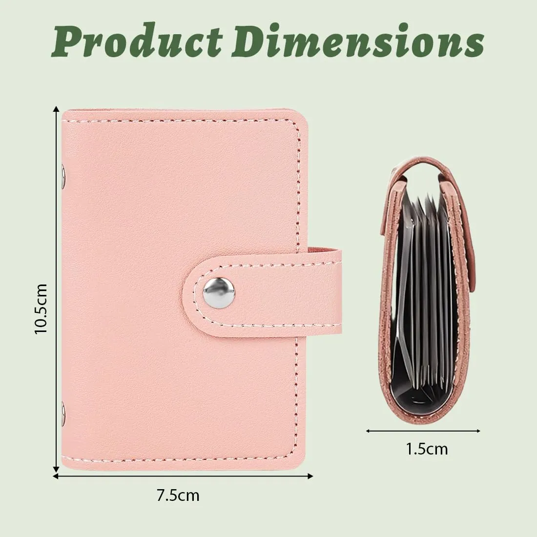 JEYORZY Porta Carte di Credito Pelle, Porta Carte di Credito Uomo e Donna con 26 Custodie Protettive Trasparente per Carte, per Documenti D'identità, Carte di Credito, Patente di Guida (Rosa) - immagine 2