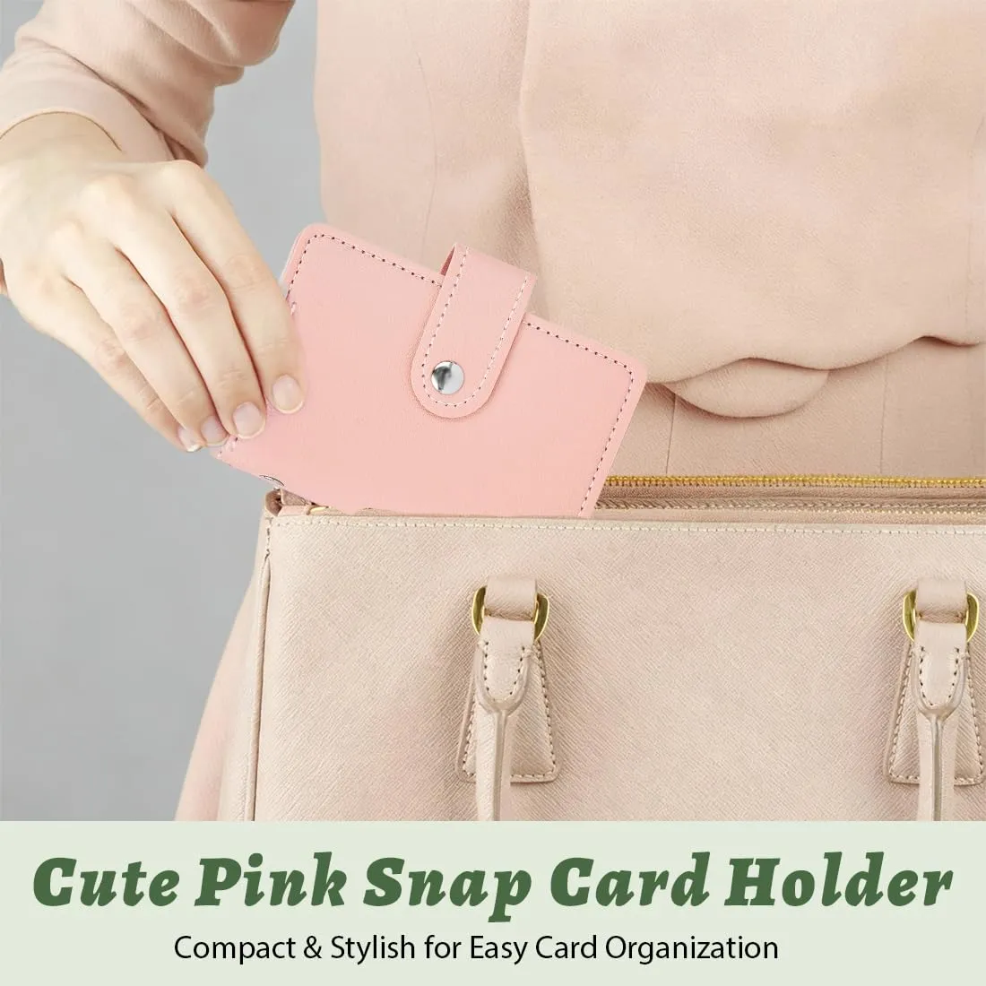 JEYORZY Porta Carte di Credito Pelle, Porta Carte di Credito Uomo e Donna con 26 Custodie Protettive Trasparente per Carte, per Documenti D'identità, Carte di Credito, Patente di Guida (Rosa) - immagine 6