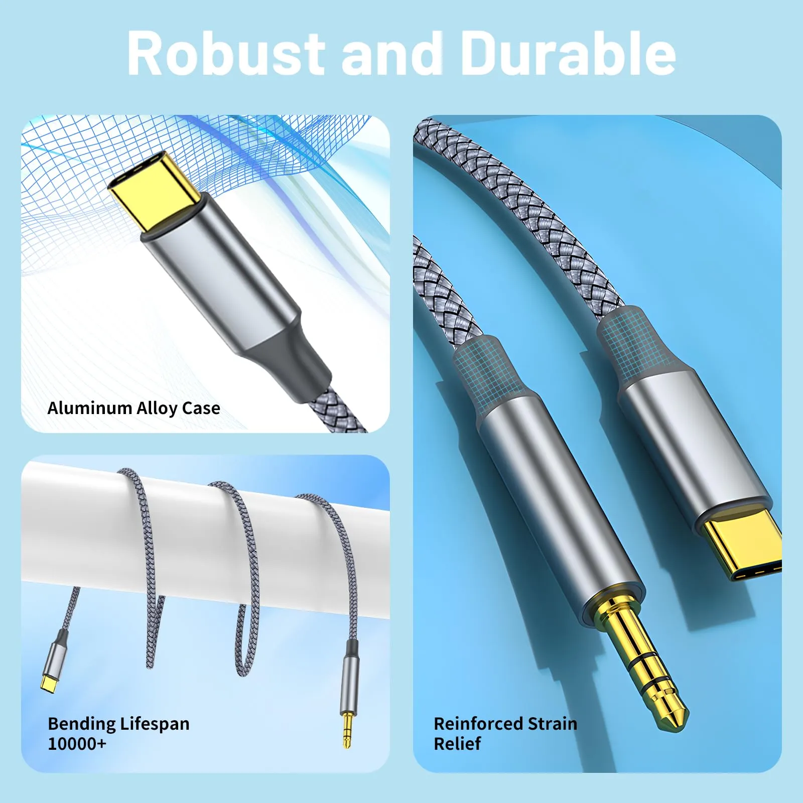 elzleCavo da USB C a 3,5mm Jack 1,2m Cavo Jack USB C Audio Cavo Compatibile - immagine 3