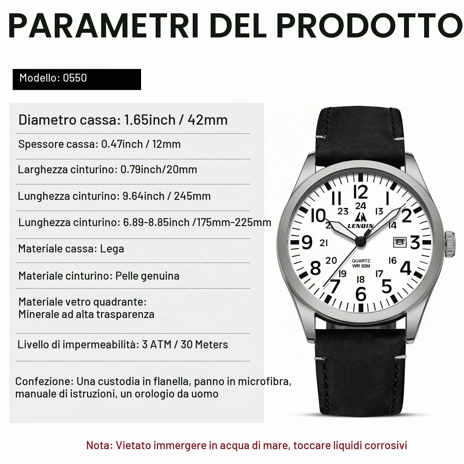 LN LENQIN Orologio Uomo Militare Analogico Quarzo Nylon Datario 3ATM - immagine 7