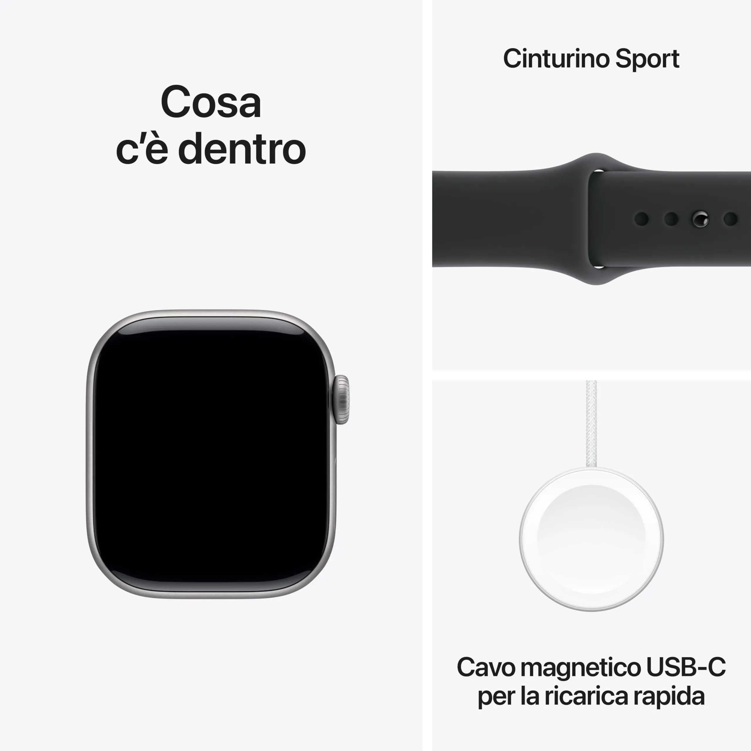 Apple Watch Series 11 GPS, Cassa 42 mm in alluminio grigio siderale con Cinturino Sport nero - S/M - immagine 6