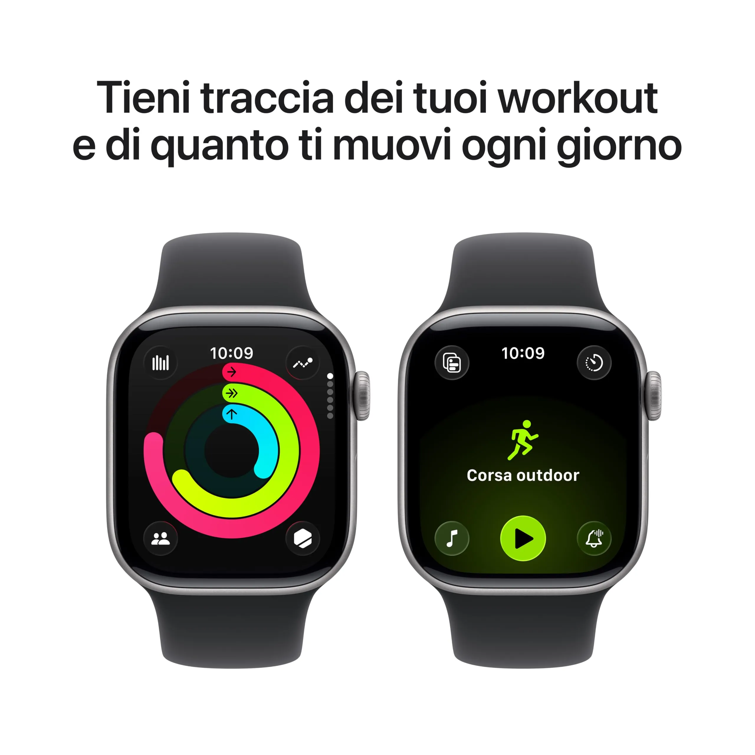 Apple Watch Series 11 GPS, Cassa 42 mm in alluminio grigio siderale con Cinturino Sport nero - M/L - immagine 3