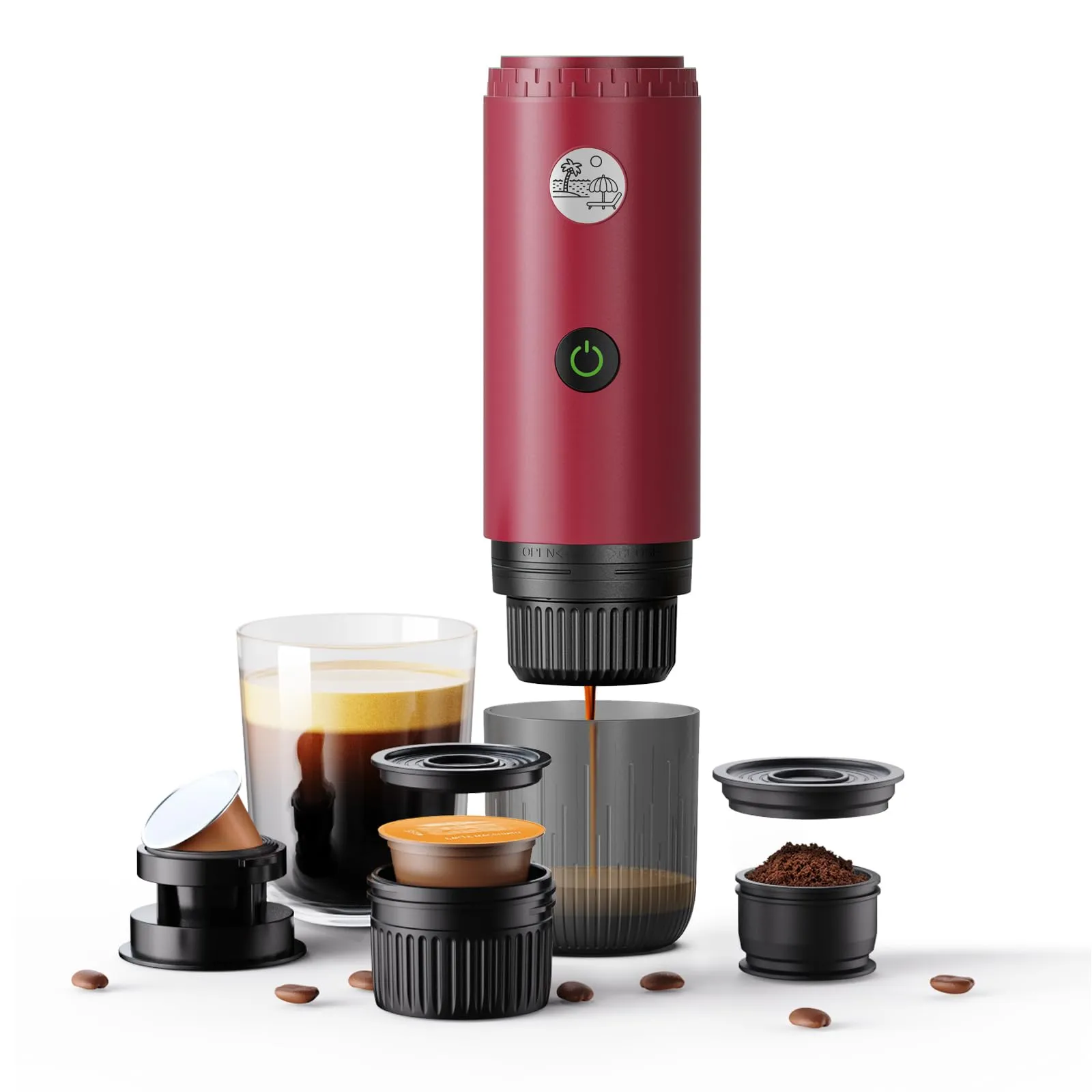 RECAFIMIL Macchina Espresso Portatile Elettrica Autoriscaldante, Rosso - immagine 1