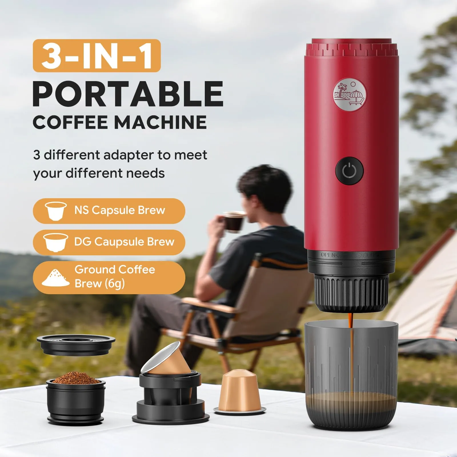 RECAFIMIL Macchina Espresso Portatile Elettrica Autoriscaldante, Rosso - immagine 4