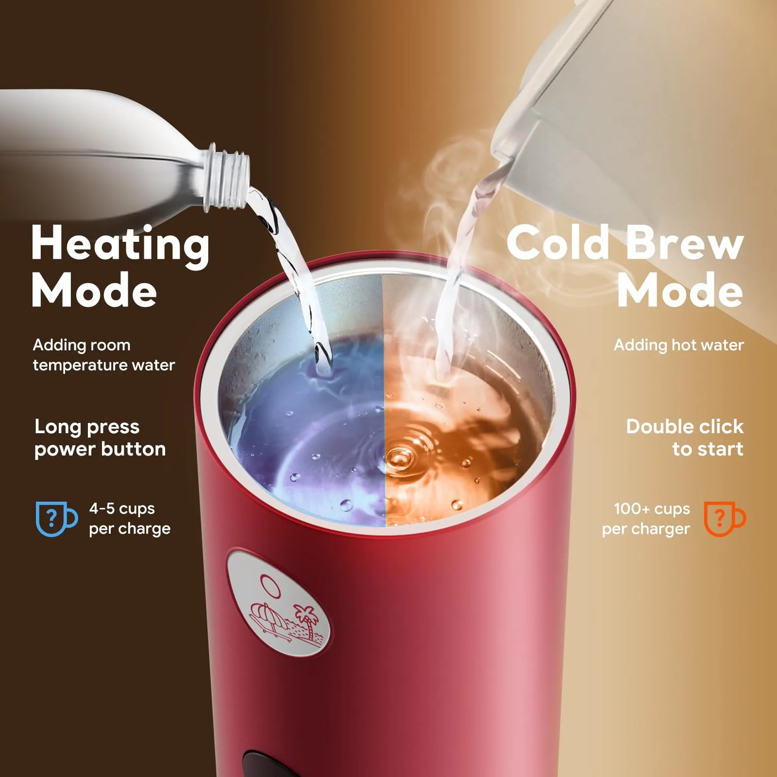 RECAFIMIL Macchina Espresso Portatile Elettrica Autoriscaldante, Rosso - immagine 6