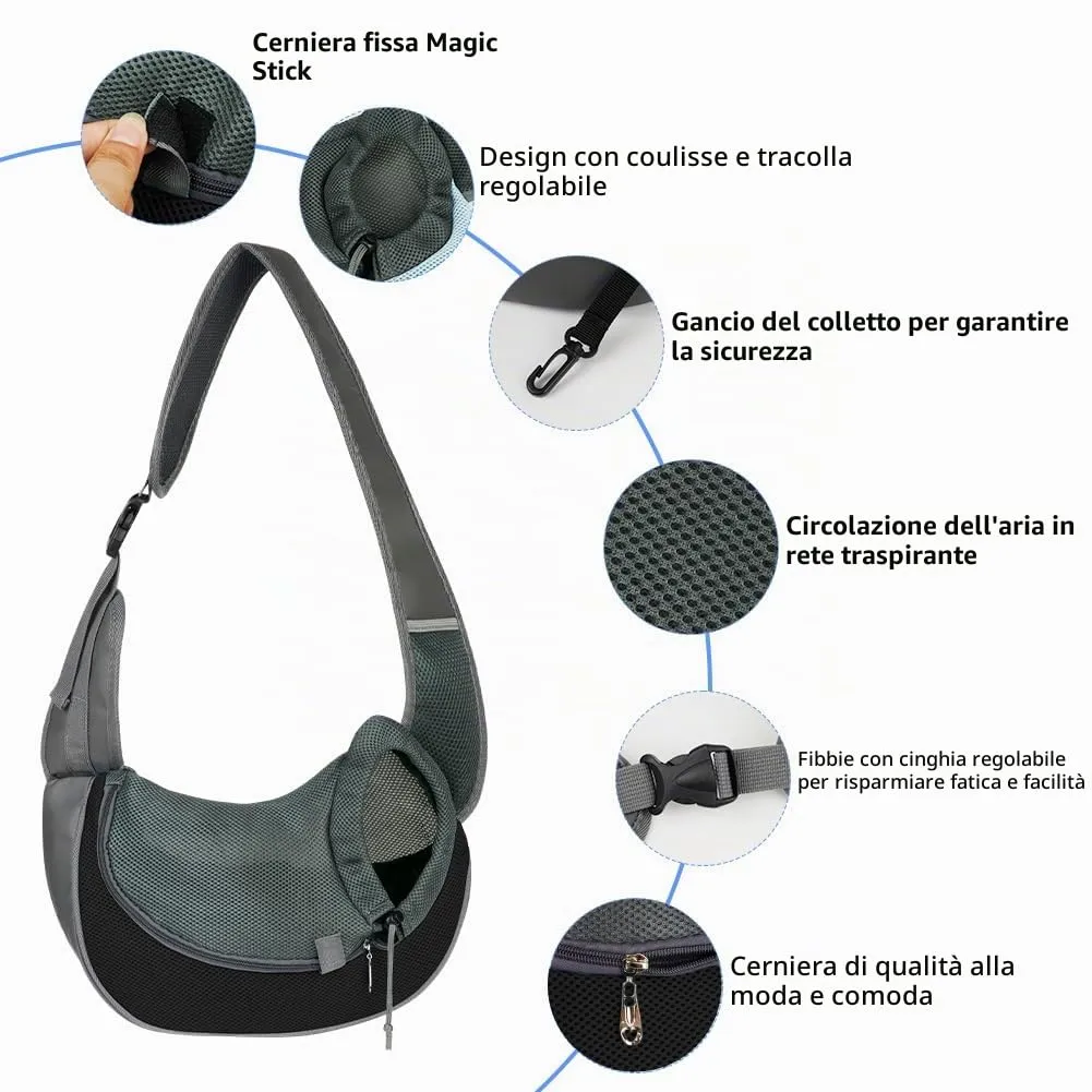 AUYAO Borsa da Viaggio per Cani, Regolabile Borsa da Trasporto per Cani Piccoli, Trasportino da Passeggio per Cane, con Tasche, Marsupio per Cane/Gatto Fino a 5 KG, per Passeggiata e all'Aria Aperta - immagine 3