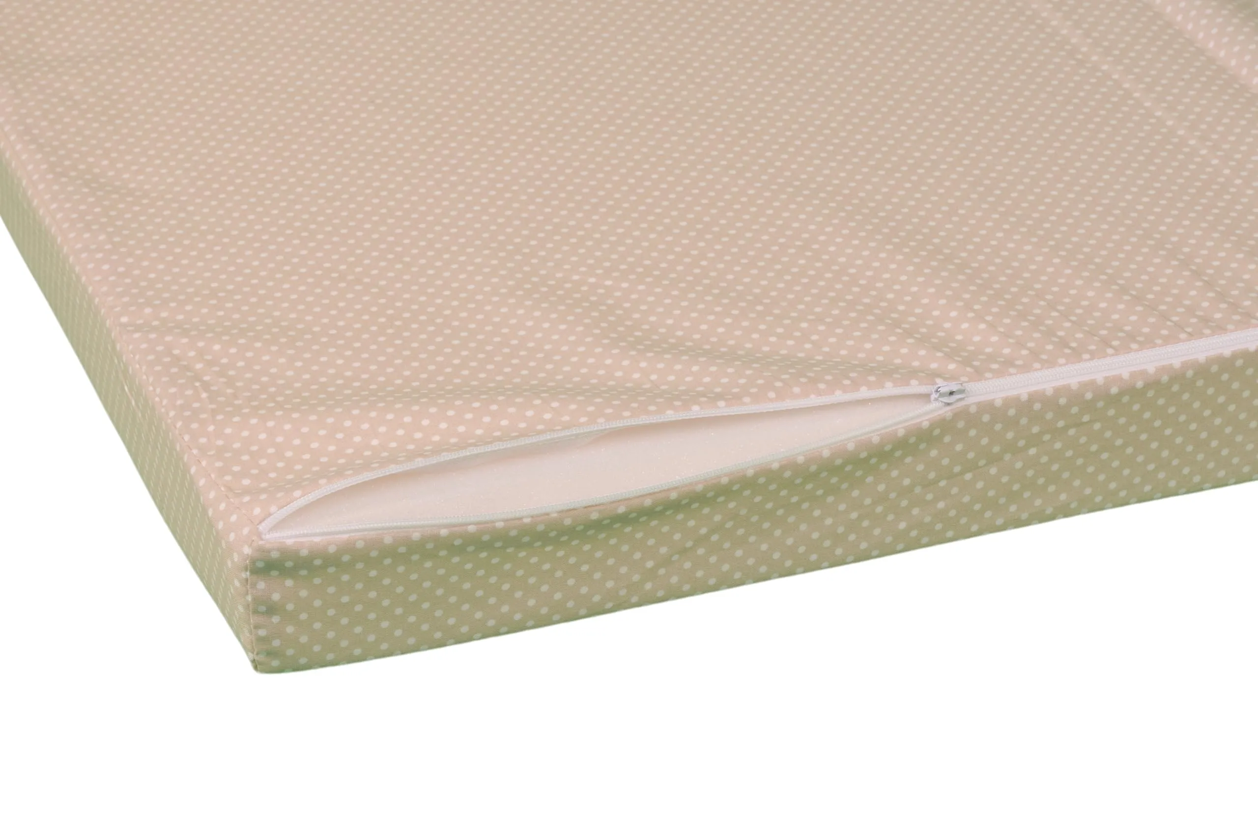 GHIOCUSCINI | Materasso Pieghevole per Bambini, 120 x 60 cm, Alto 5 cm, Tessuto POIS NOCCIOLA Lavabile, Imbottitura Waterfoam, Made in Italy a Norma EN16890:2017 - immagine 4