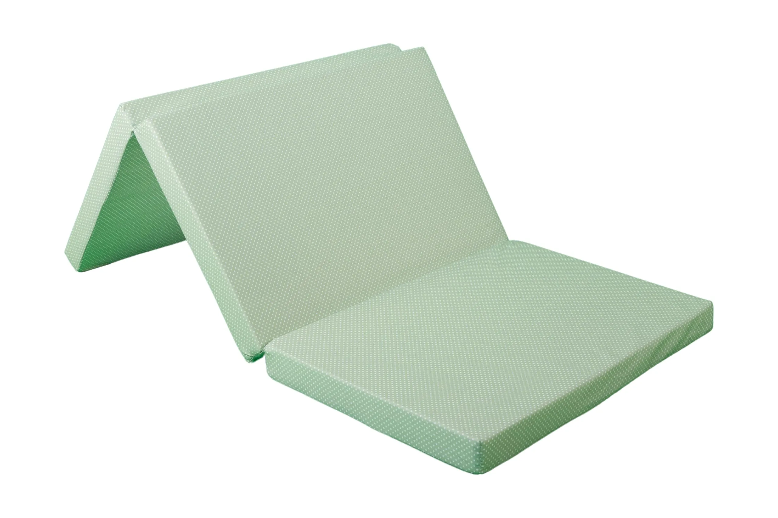 GHIOCUSCINI | Materasso Pieghevole per Bambini, 120 x 60 cm, Alto 5 cm, Tessuto POIS VERDE Lavabile, Imbottitura Waterfoam, Made in Italy a Norma EN16890:2017 - immagine 2