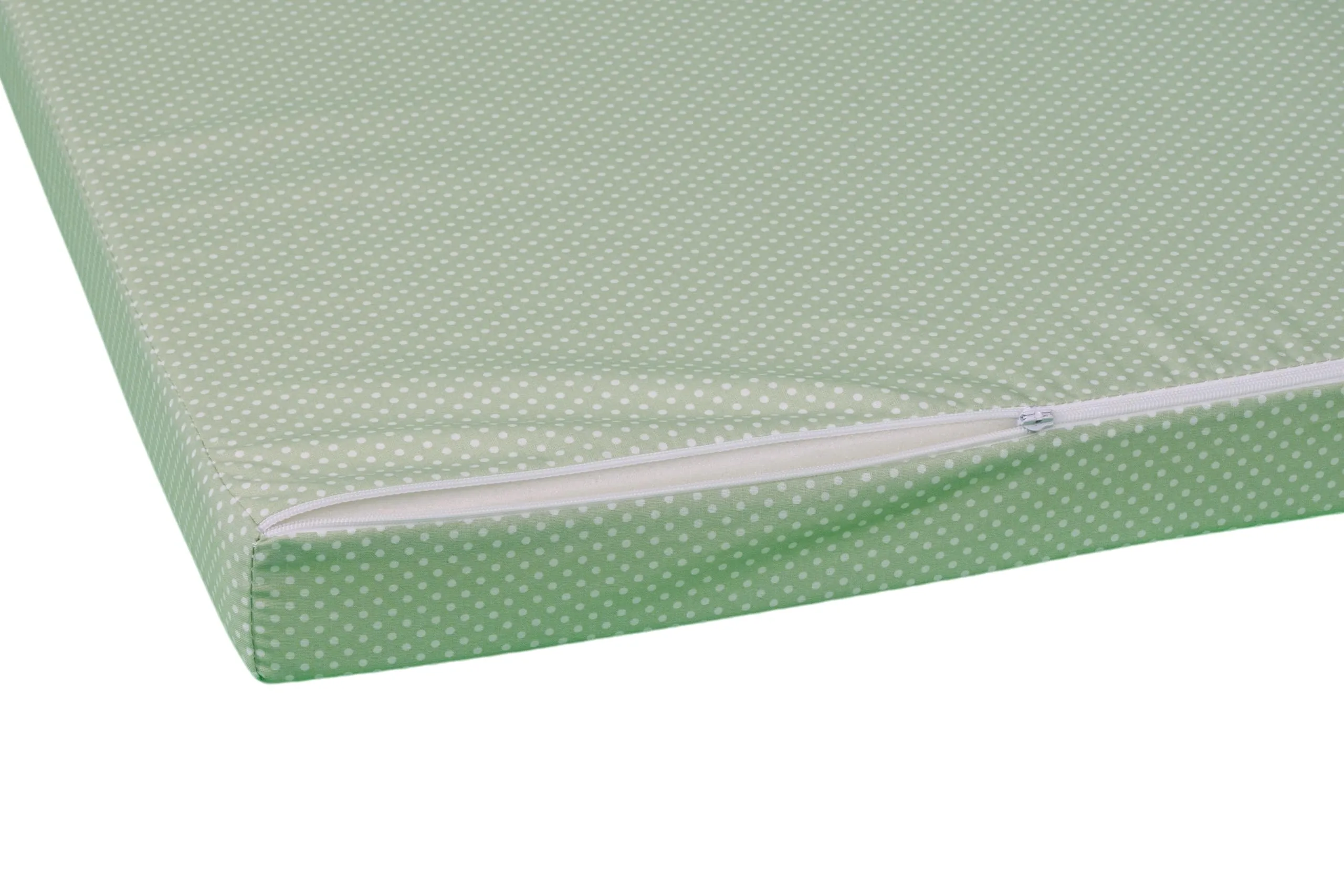 GHIOCUSCINI | Materasso Pieghevole per Bambini, 120 x 60 cm, Alto 5 cm, Tessuto POIS VERDE Lavabile, Imbottitura Waterfoam, Made in Italy a Norma EN16890:2017 - immagine 4