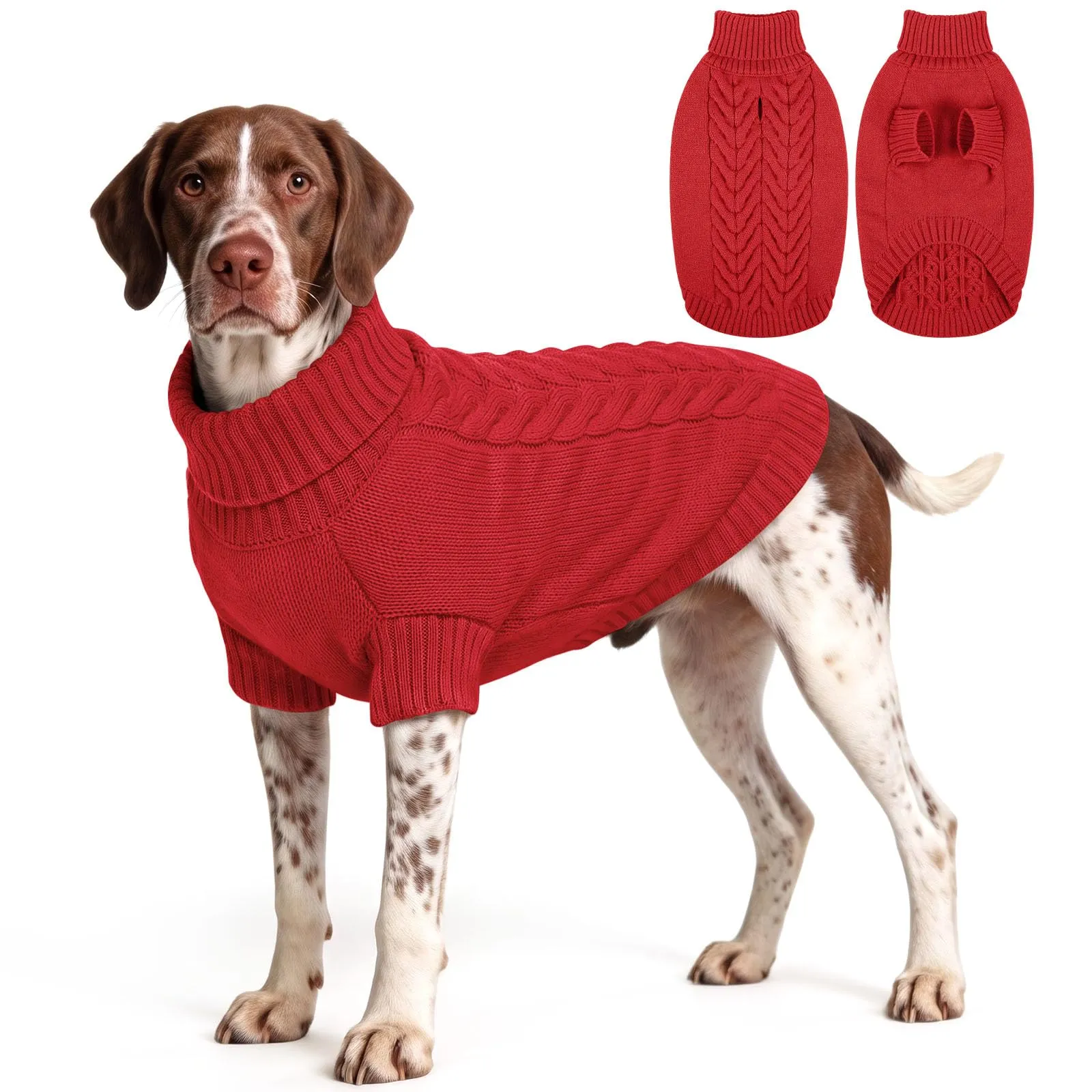 ASENKU Maglione Invernale per Cani Taglia 2XL Grande, Maglioncino Treccia Collo Alto con Foro Guinzaglio per Doberman Golden Retriever Labrador, Maglia Confortevole per Passeggiate Fredde - immagine 1
