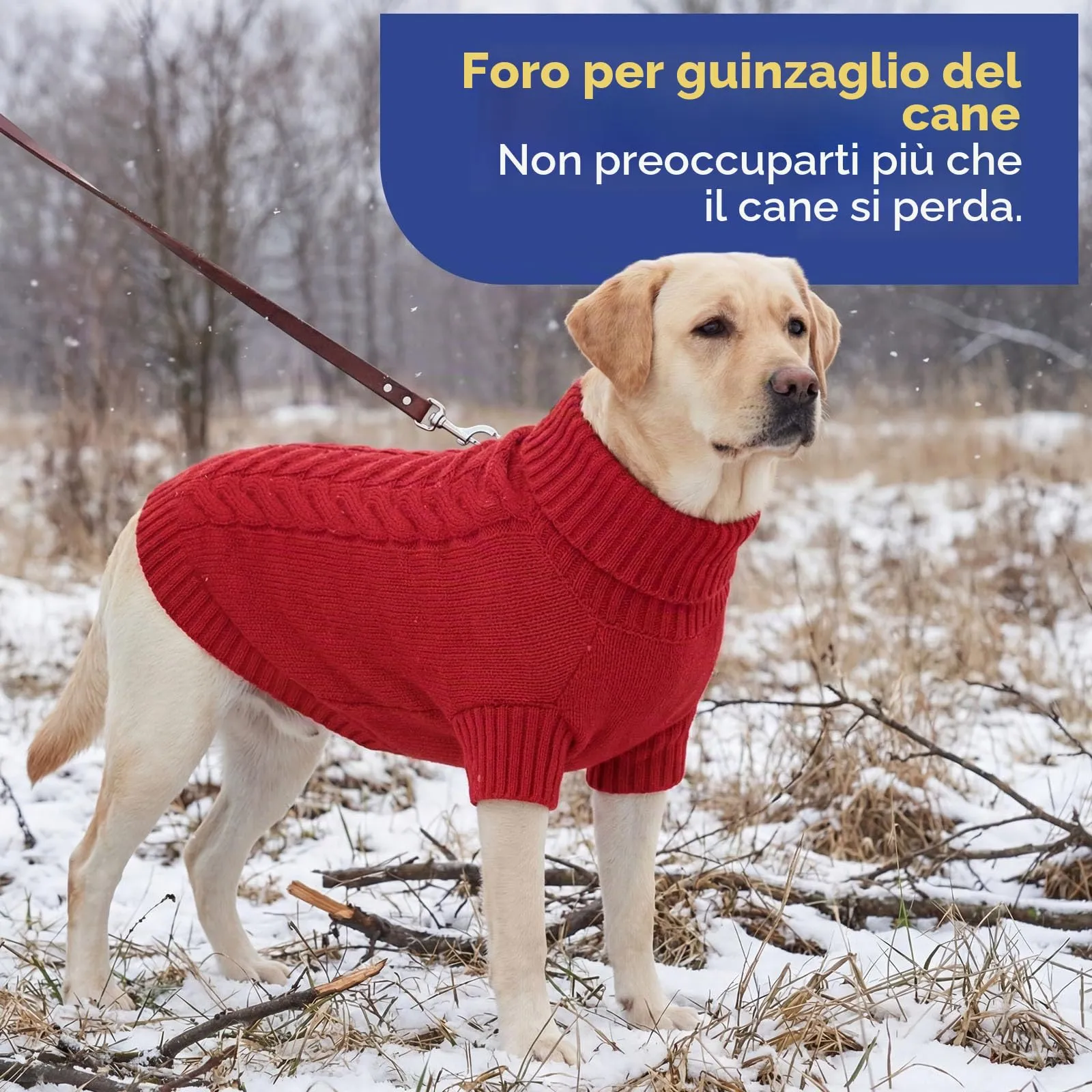 ASENKU Maglione Invernale per Cani Taglia 2XL Grande, Maglioncino Treccia Collo Alto con Foro Guinzaglio per Doberman Golden Retriever Labrador, Maglia Confortevole per Passeggiate Fredde - immagine 6