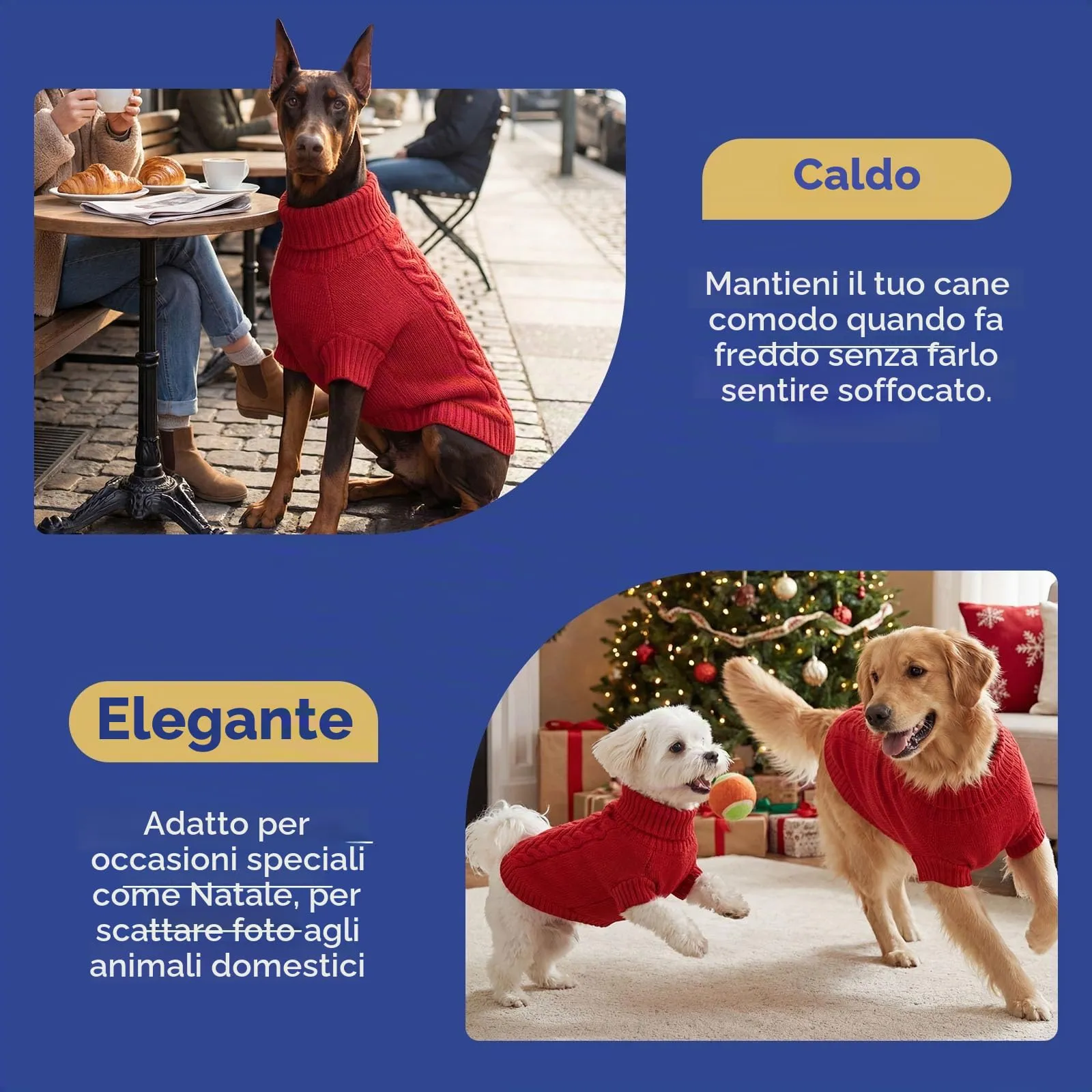 ASENKU Maglione Invernale per Cani Taglia 2XL Grande, Maglioncino Treccia Collo Alto con Foro Guinzaglio per Doberman Golden Retriever Labrador, Maglia Confortevole per Passeggiate Fredde - immagine 8