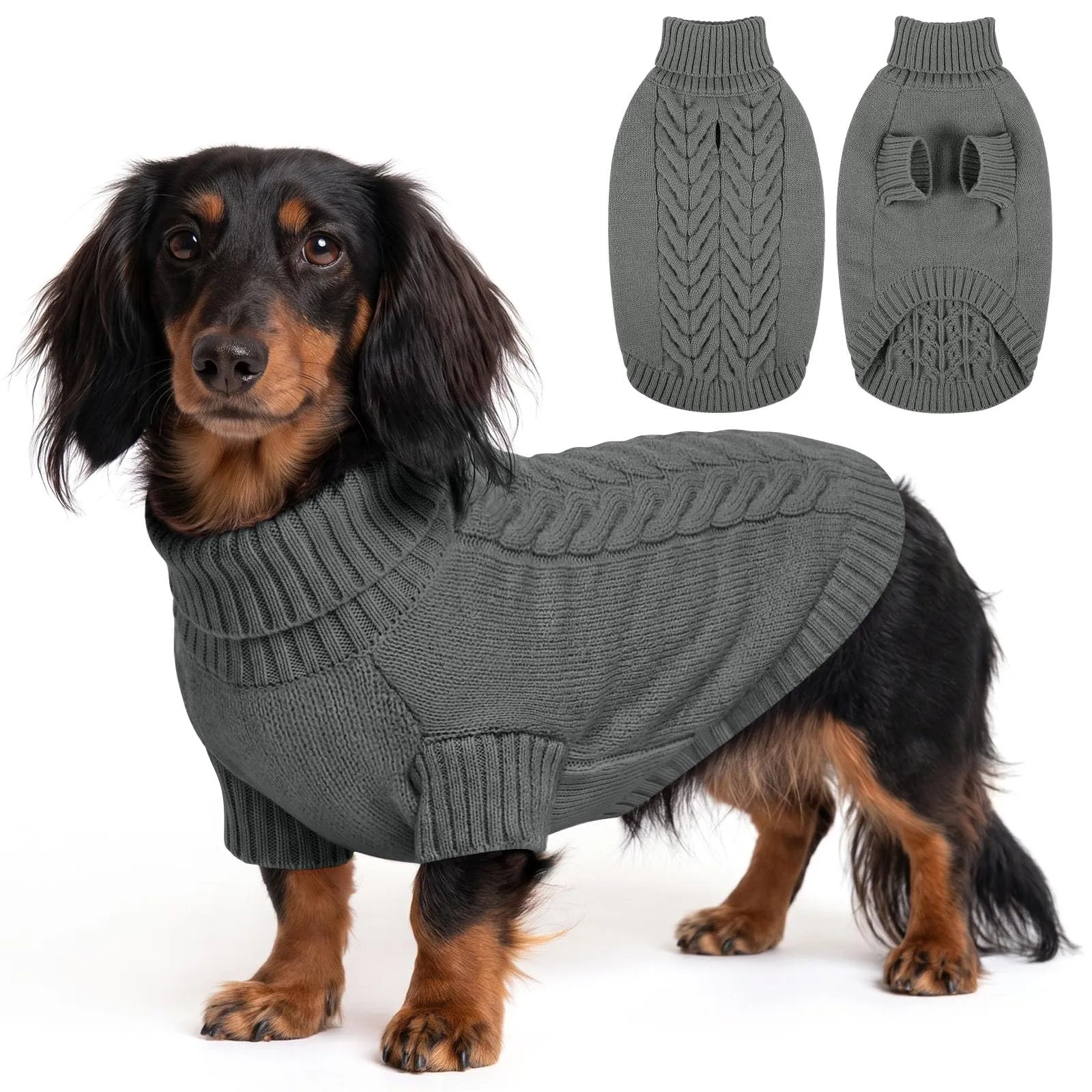 ASENKU Maglione Invernale Cane M Taglia Media, Maglioncino per Cani Treccia Collo Alto con Foro Guinzaglio per Barboncino Beagle Cocker Spaniel, Abbigliamento Caldo per Escursioni Invernali - immagine 1