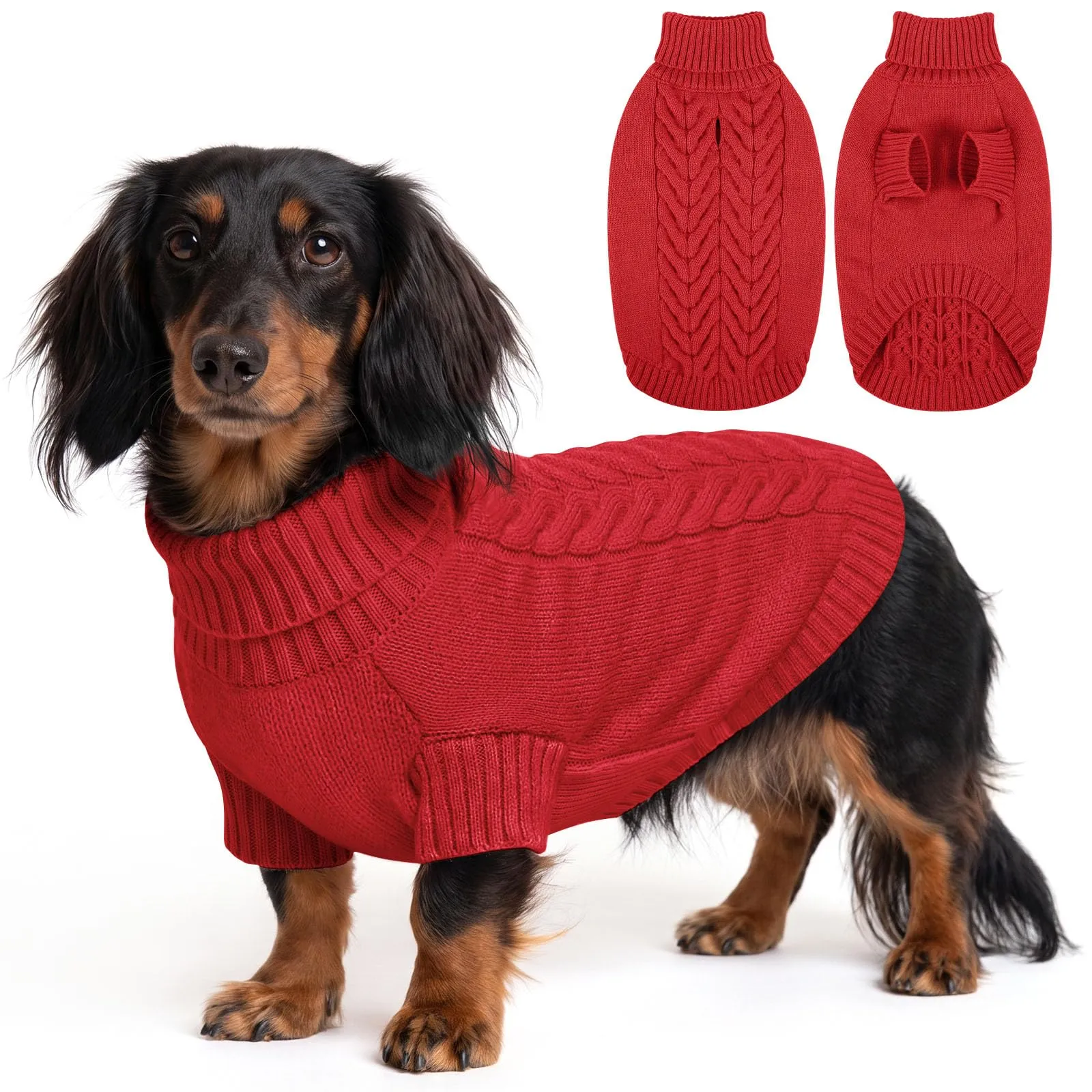 ASENKU Maglione Invernale Cane M Taglia Media, Maglioncino per Cani Treccia Collo Alto con Foro Guinzaglio per Barboncino Beagle Cocker Spaniel, Abbigliamento Caldo per Escursioni Invernali - immagine 1