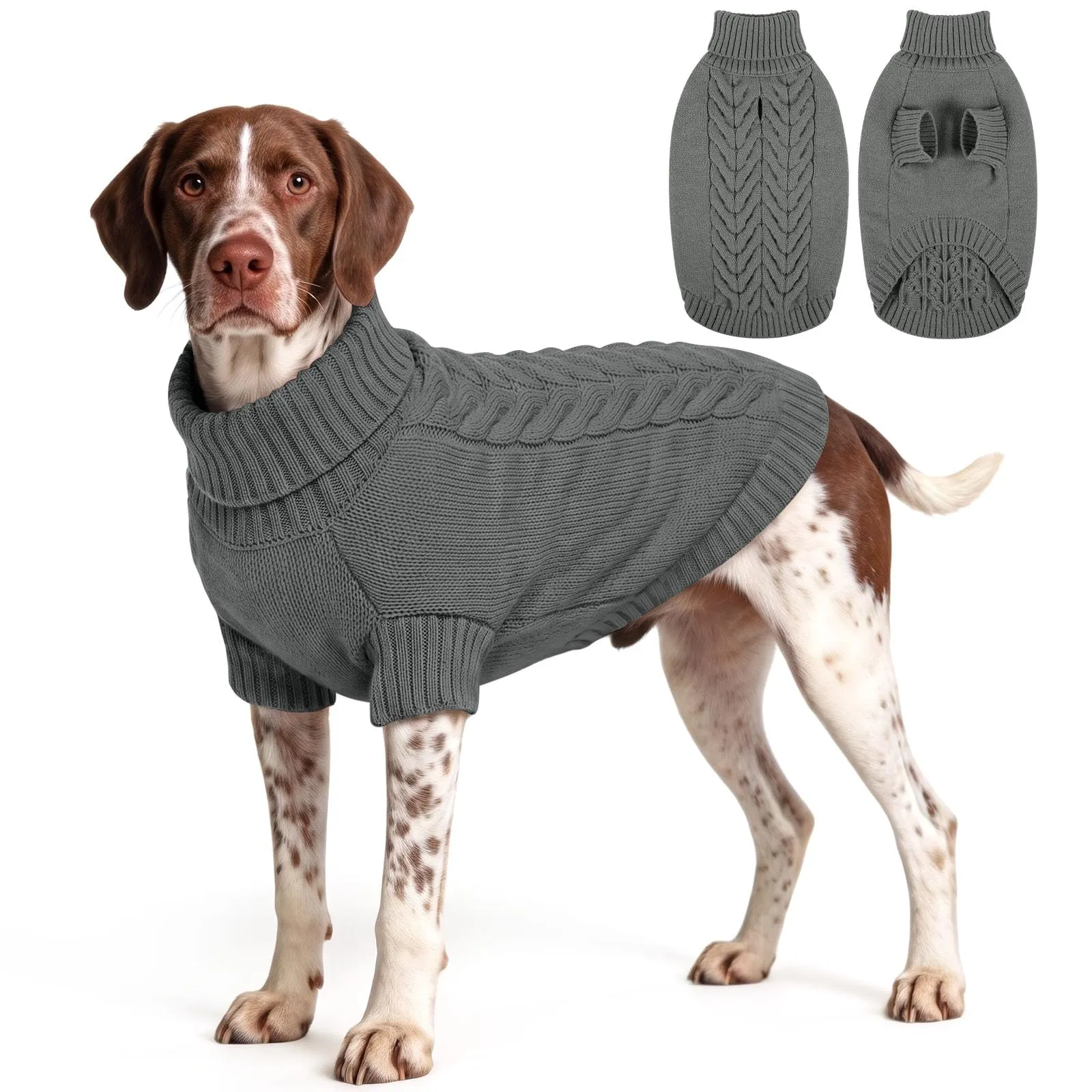 ASENKU Maglione Invernale per Cani Taglia 2XL Grande, Maglioncino Treccia Collo Alto con Foro Guinzaglio per Doberman Golden Retriever Labrador, Maglia Confortevole per Passeggiate Fredde - immagine 1