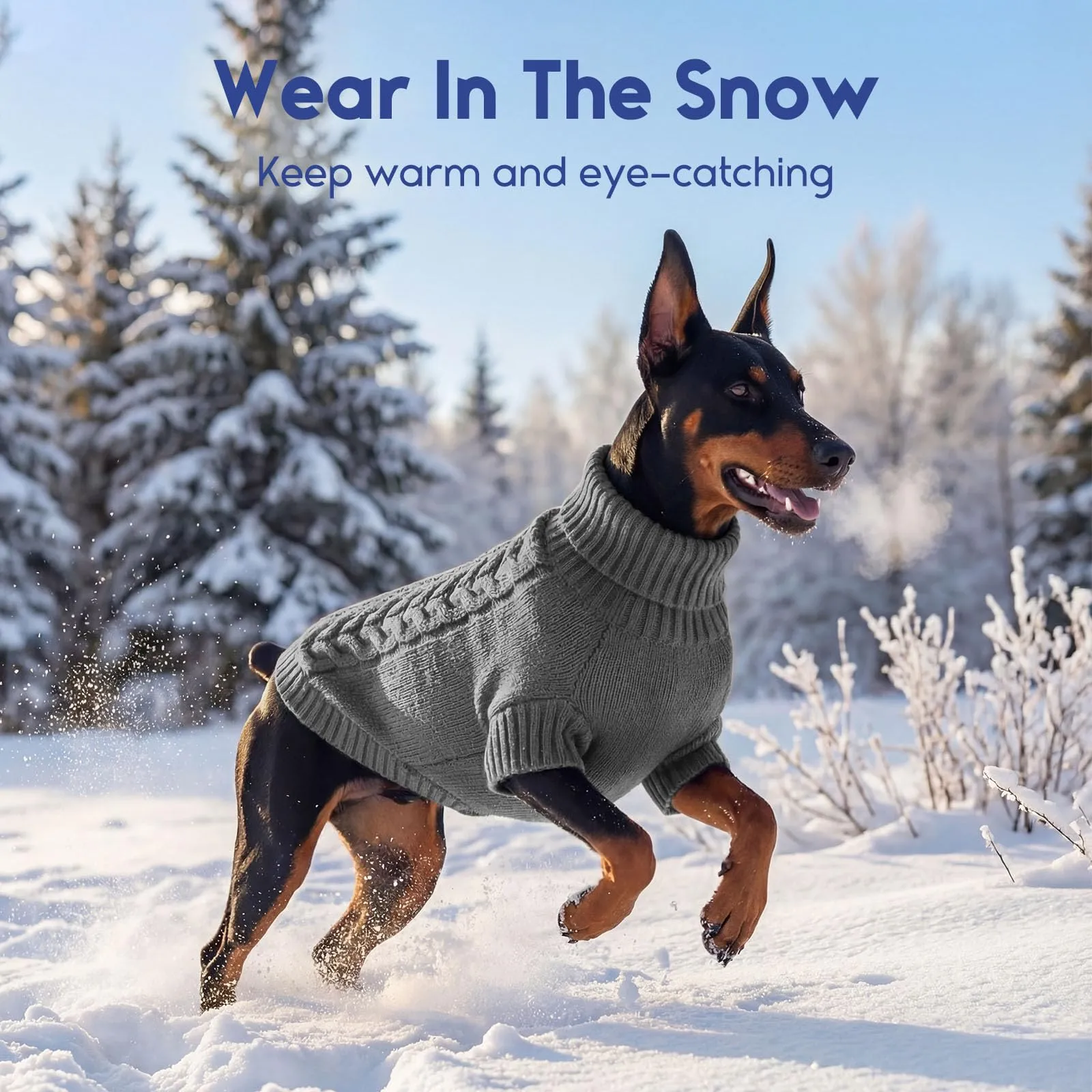 ASENKU Maglione Invernale per Cani Taglia 2XL Grande, Maglioncino Treccia Collo Alto con Foro Guinzaglio per Doberman Golden Retriever Labrador, Maglia Confortevole per Passeggiate Fredde - immagine 9