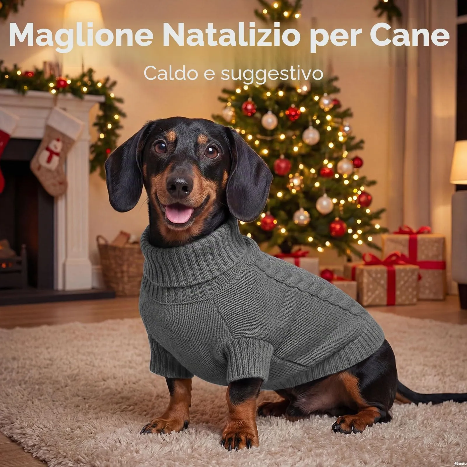 ASENKU Maglione Invernale per Cane Taglia L Medio-Grande, Maglioncino Cani Treccia Collo Alto con Foro Guinzaglio per Bulldog Francese Westie, Maglia Protettiva contro Freddo e Neve - immagine 7