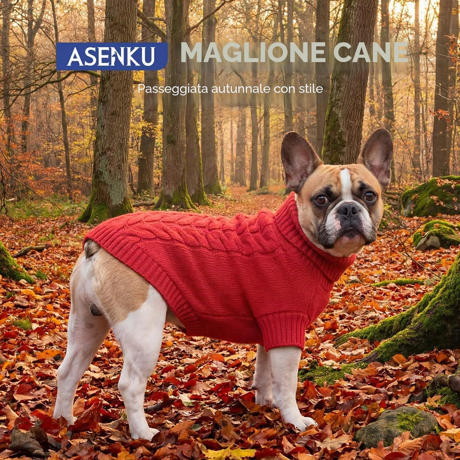 ASENKU Maglione Invernale per Cani Taglia XS Molto Piccolo,Maglia Treccia Collo Alto con Foro Guinzaglio per Chihuahua Yorkshire, Foro Guinzaglio, Vestito Invernale Anti-freddo per Attività All'aperto - immagine 4