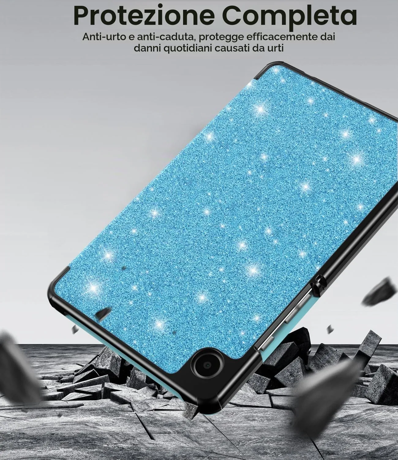TiMOVO Cover per Samsung Galaxy Tab A11/A9 8,7 Pollici, Azzurro Glitterato - immagine 5