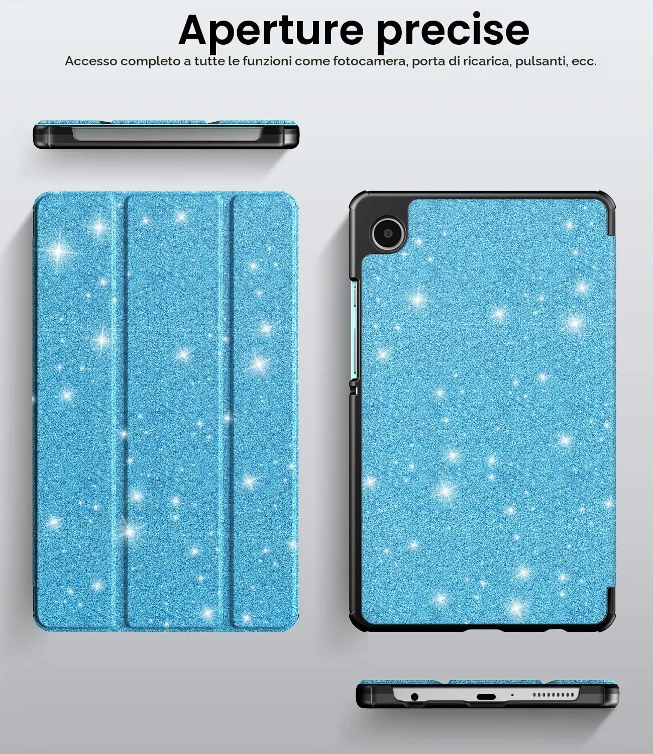 TiMOVO Cover per Samsung Galaxy Tab A11/A9 8,7 Pollici, Azzurro Glitterato - immagine 6
