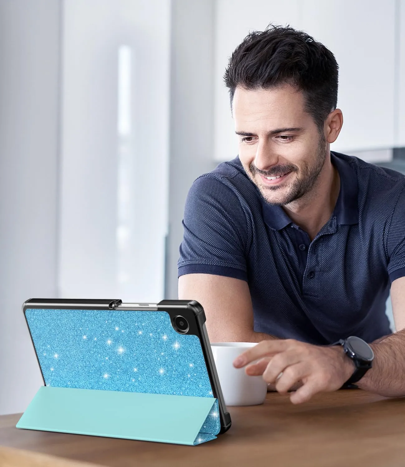 TiMOVO Cover per Samsung Galaxy Tab A11/A9 8,7 Pollici, Azzurro Glitterato - immagine 8