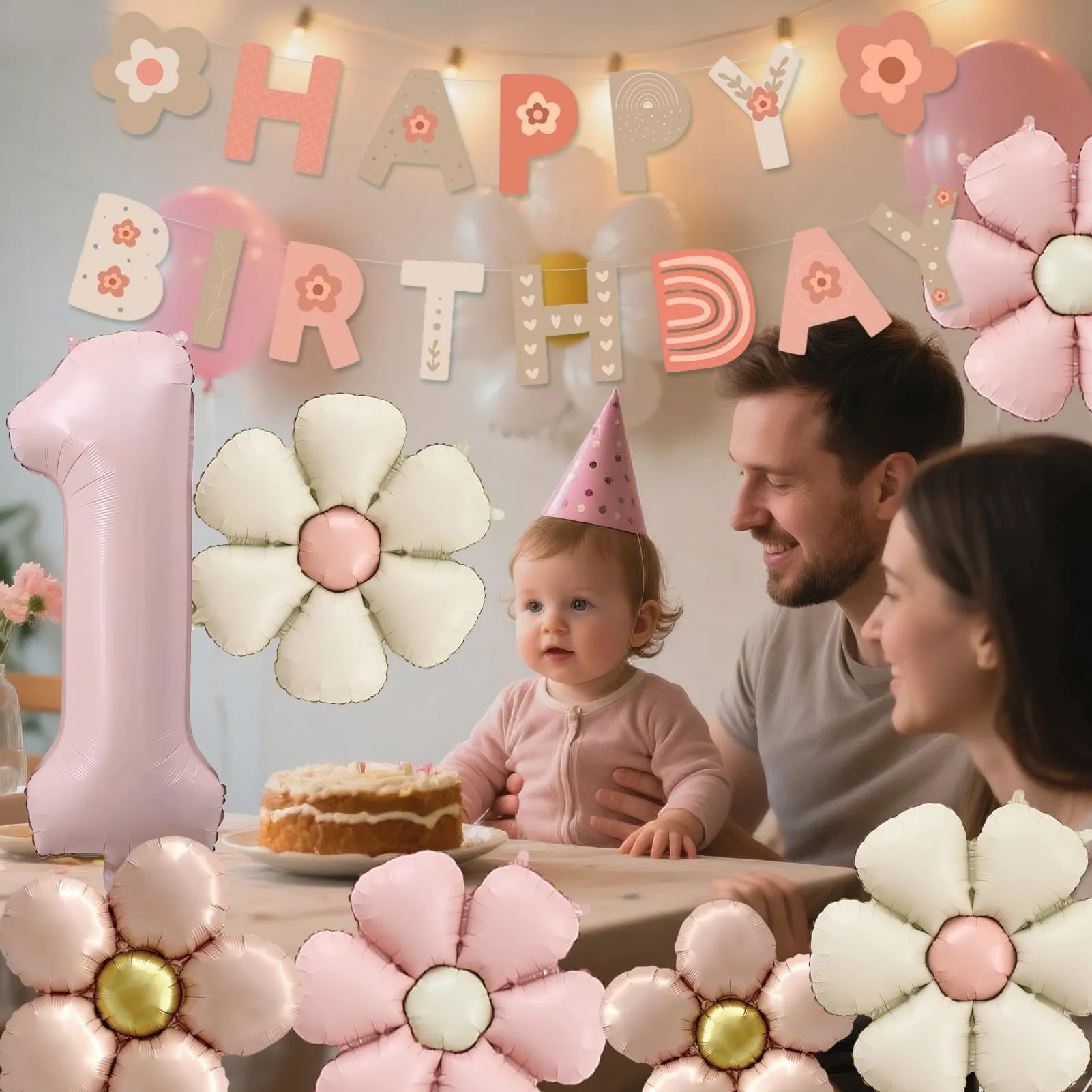 8 Pezzi Palloncini Compleanno 1 Anno Bimba, Palloncino Foil Margherita - immagine 7