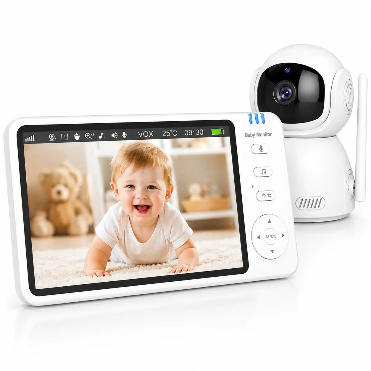 BURNNOVE Baby Monitor Video e Audio 5 Pollici 720P Senza WiFi PTZ 355° - immagine 1