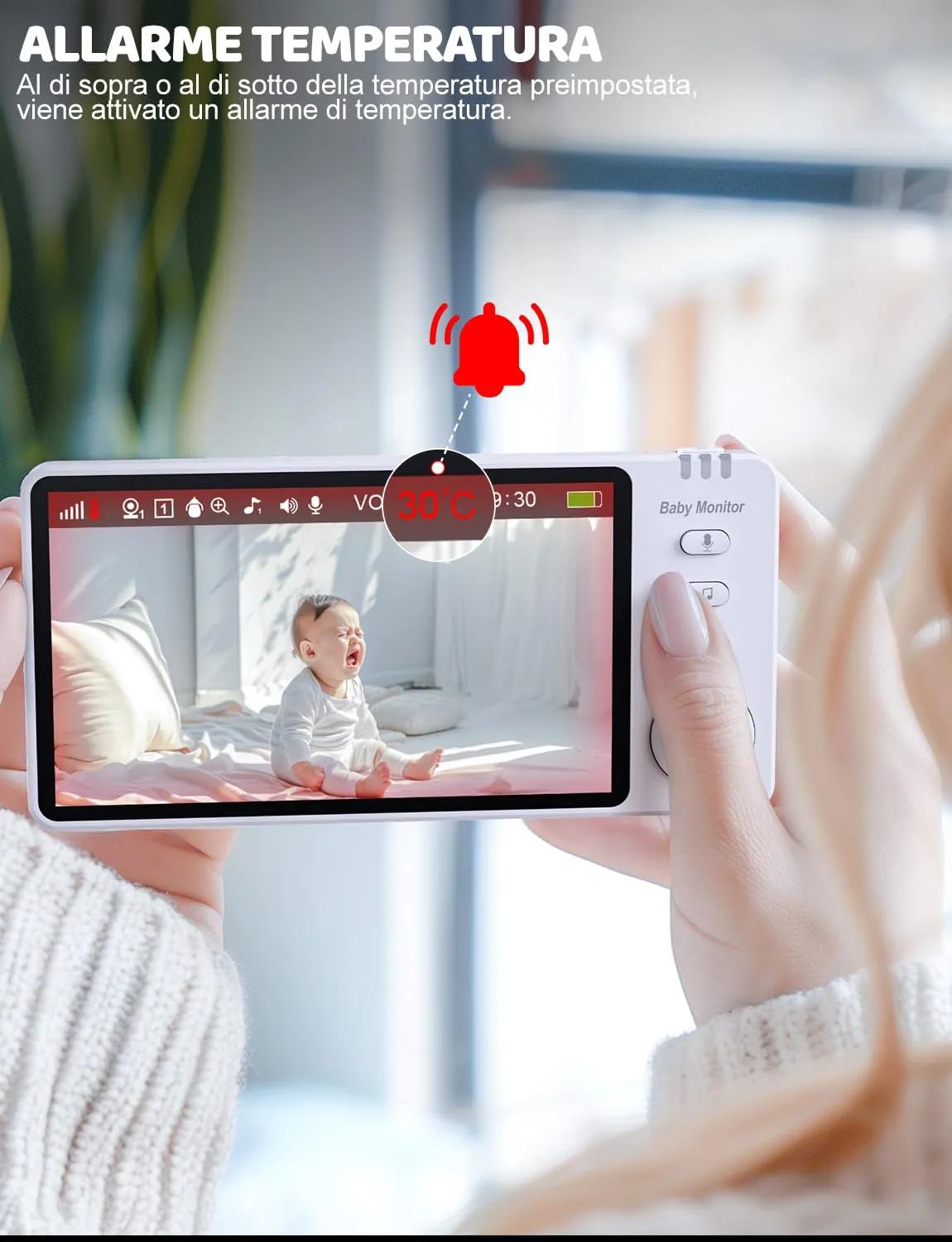 BURNNOVE Baby Monitor Video e Audio 5 Pollici 720P Senza WiFi PTZ 355° - immagine 6