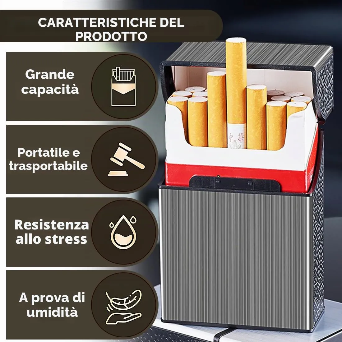 2 Pezzi portasigarette in metallo con chiusura magnetica, Portasigarette Viaggi Alluminio in Plastica e Alluminio per ca.20 Sigarette, Portasigarette da Uomo da Donna - immagine 3