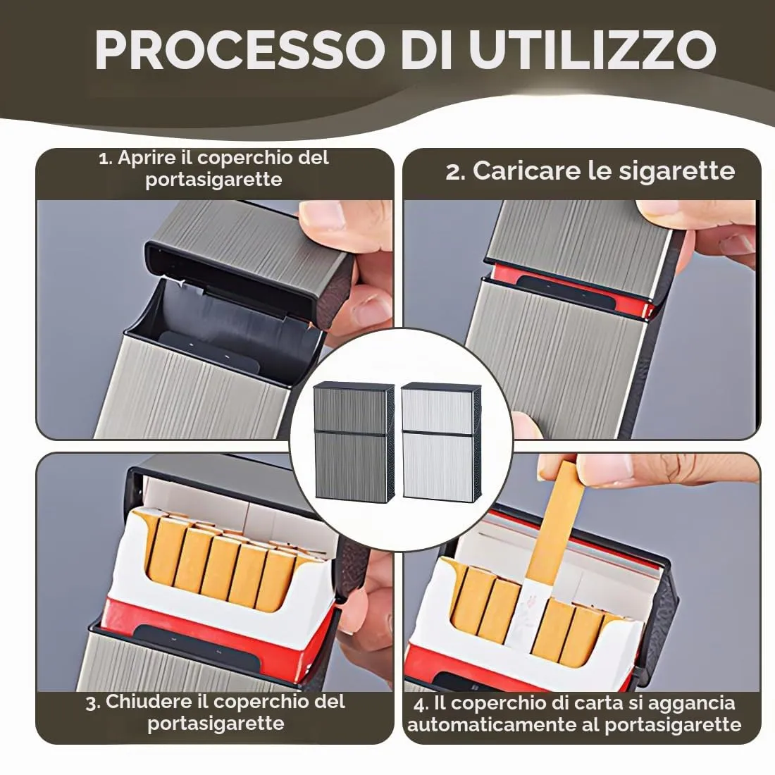 2 Pezzi portasigarette in metallo con chiusura magnetica, Portasigarette Viaggi Alluminio in Plastica e Alluminio per ca.20 Sigarette, Portasigarette da Uomo da Donna - immagine 6
