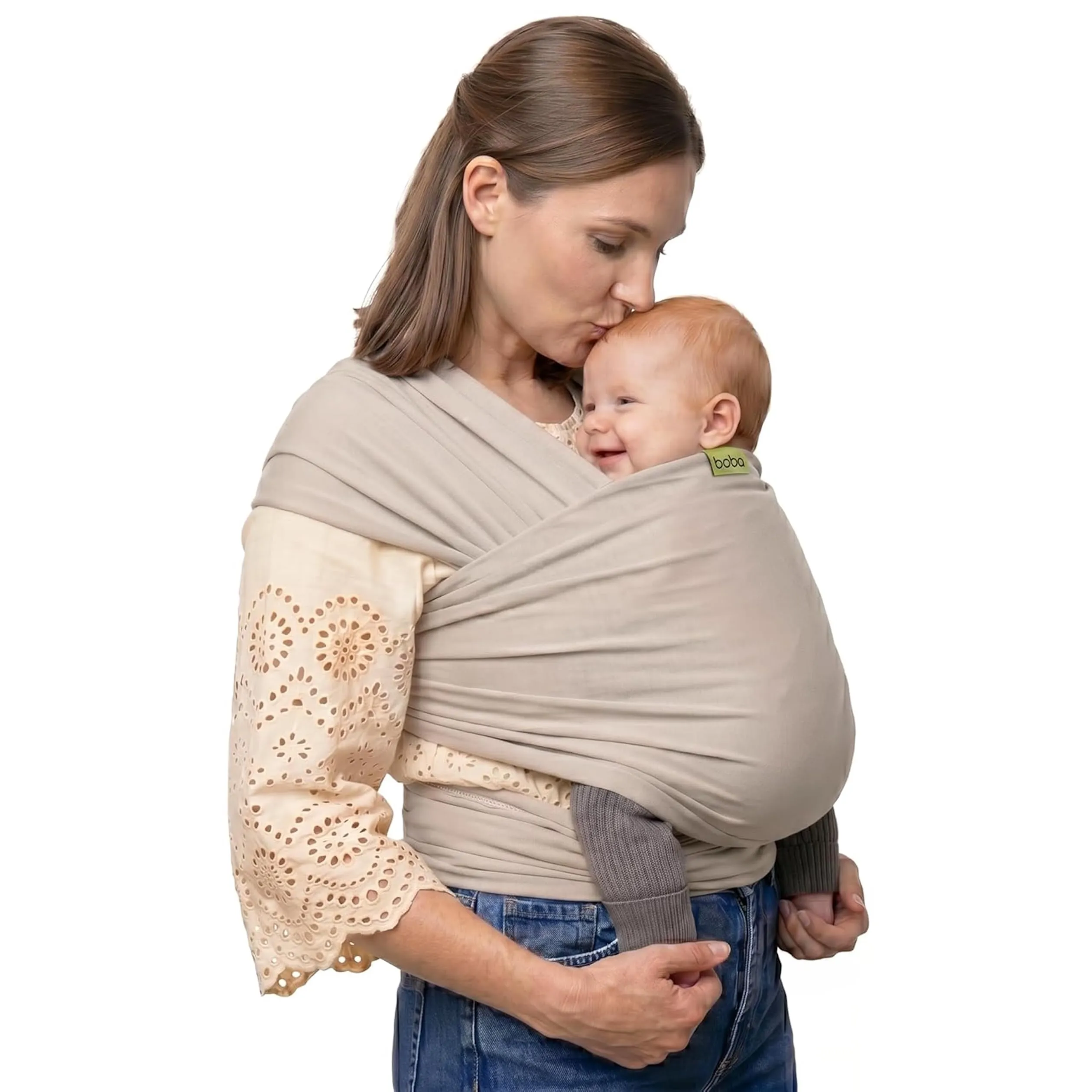 Boba Fascia Porta Bebè Elastica, Cotone, Neonato, Beige - immagine 1