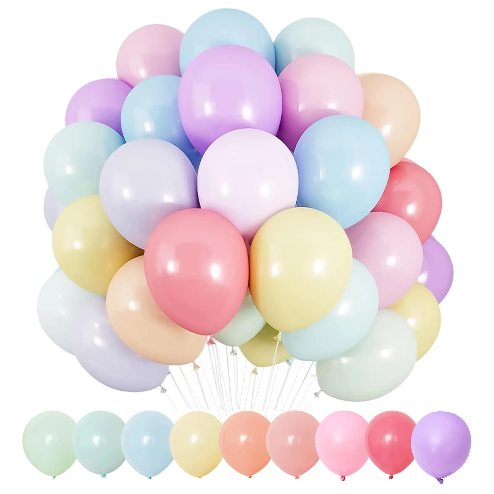100 Pezzi Palloncini Pastello in Lattice, Palloncini Color Pastello - immagine 1
