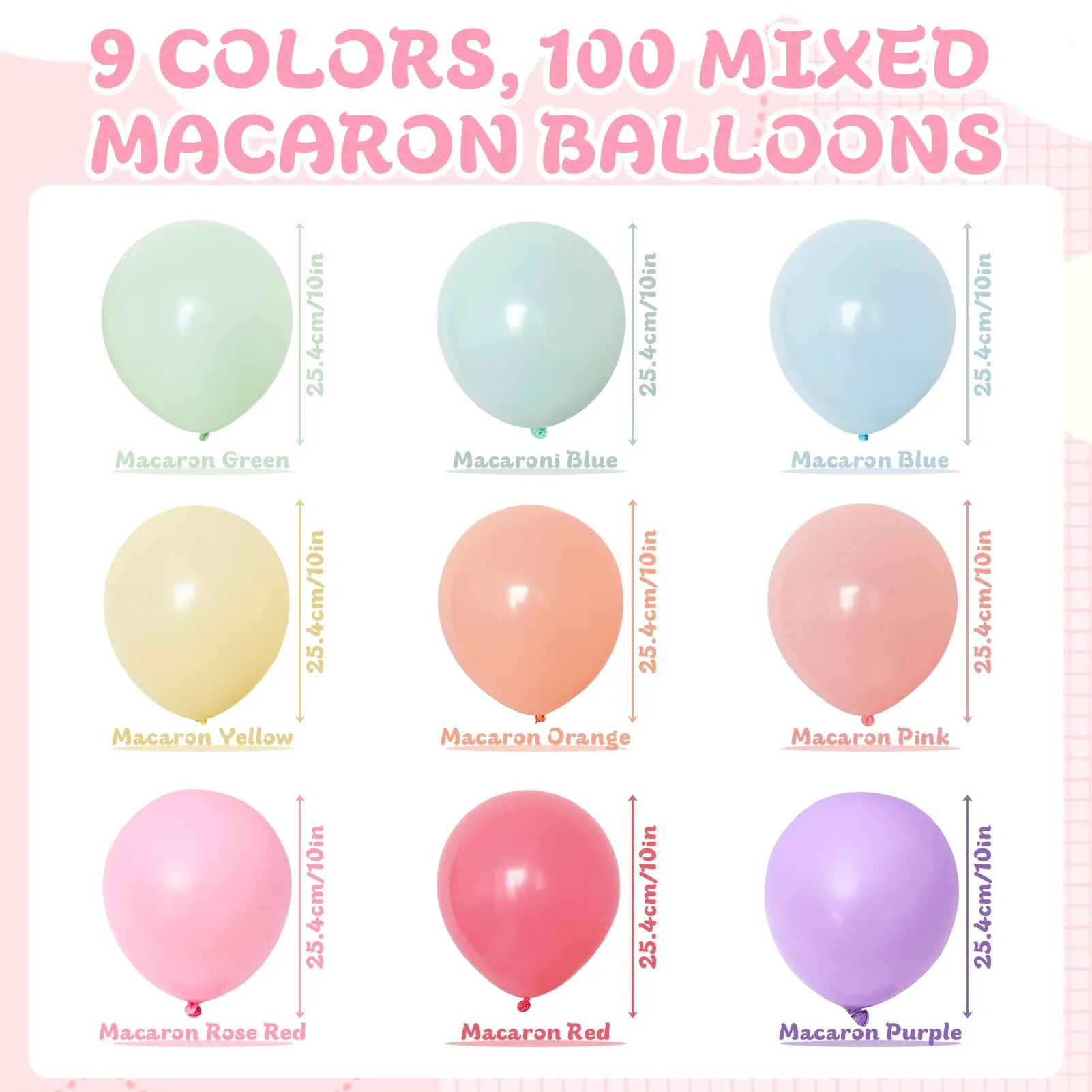 100 Pezzi Palloncini Pastello in Lattice, Palloncini Color Pastello - immagine 2