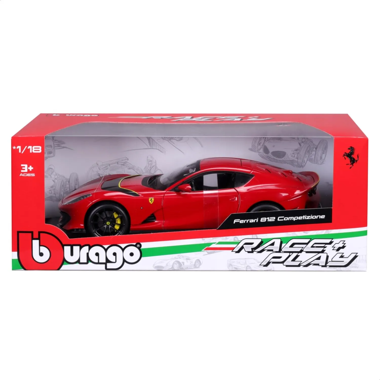 Bburago - Ferrari 812 Competizione 2021, Modellino Auto in Scala 1:18, Supercar Italiana ad Alte Prestazioni con Aperture Funzionali, Replica Dettagliata, Licenza Ferrari, Età Consigliata 36+ Mesi - immagine 7