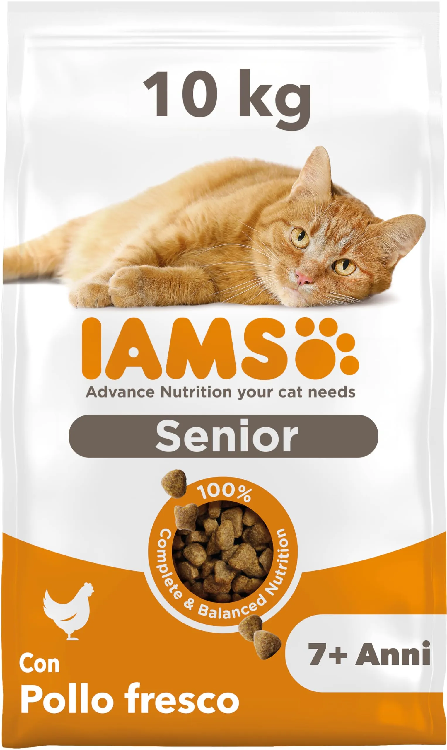IAMS Senior - Cibo secco per gatti anziani con pollo fresco, 10 kg - immagine 1