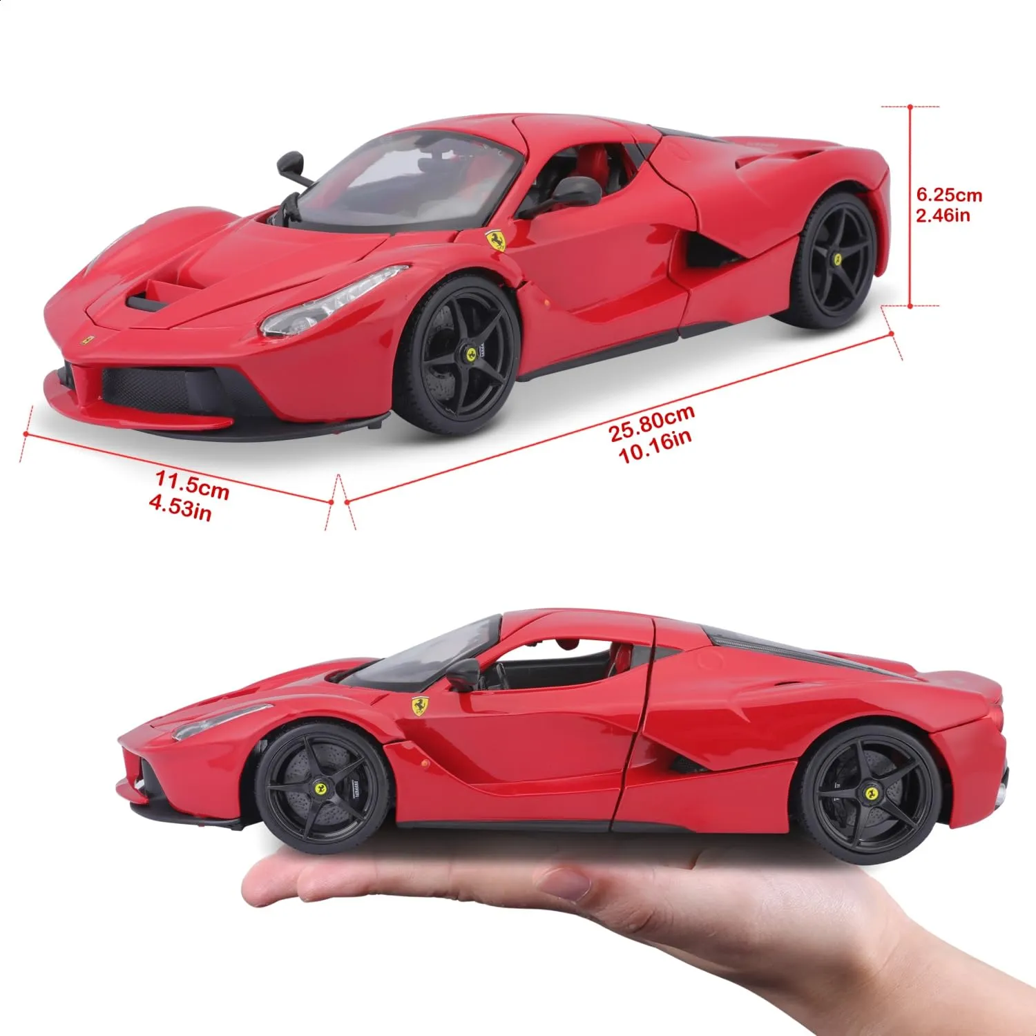 Bburago - LaFerrari R&P - Modellino Realistico Auto in Scala 1:18, Licenza Ufficiale Ferrari, Età Consigliata 3+ Anni - immagine 8