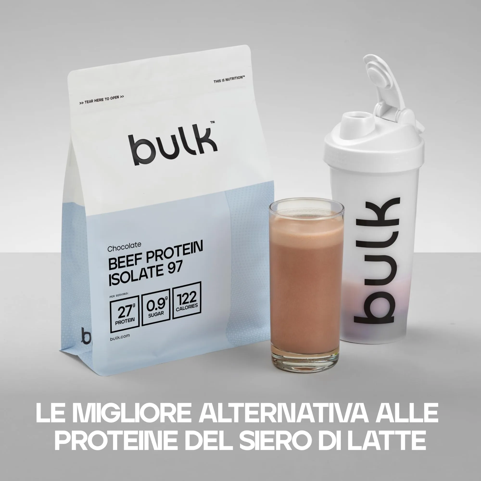 Bulk Beef Protein Isolate 97, Chocolate, Cioccolato, 500 g - immagine 2