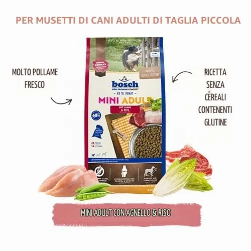 bosch HPC Mini Adult | con agnello e riso | cibo secco per cani adulti di razze piccole (fino a 15 kg) | 3000 g - immagine 3