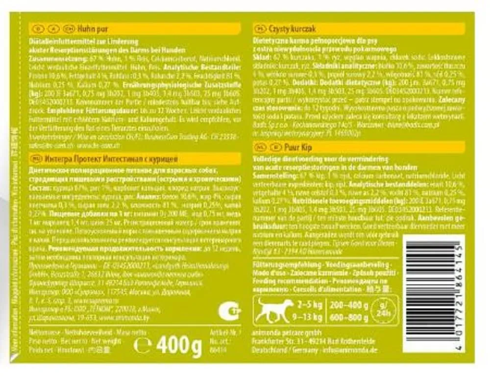 animonda Integra Protect Intestinal Cane, cibo dietetico per cani, alimento umido in caso di diarrea o vomito, puro tacchino, 6 x 400 g - immagine 3