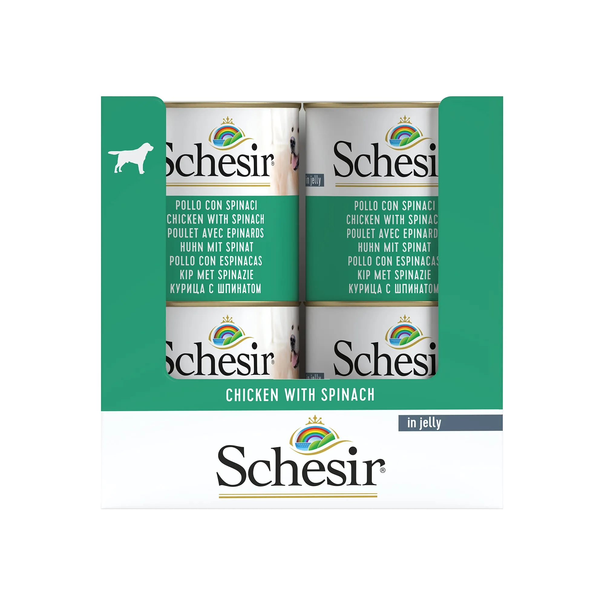 Schesir, Cibo Umido per Cani Adulti al Gusto Pollo con Spinaci, Filetti in Morbida Gelatina - Totale 4,56 Kg (16 Lattine da 285G) - immagine 2