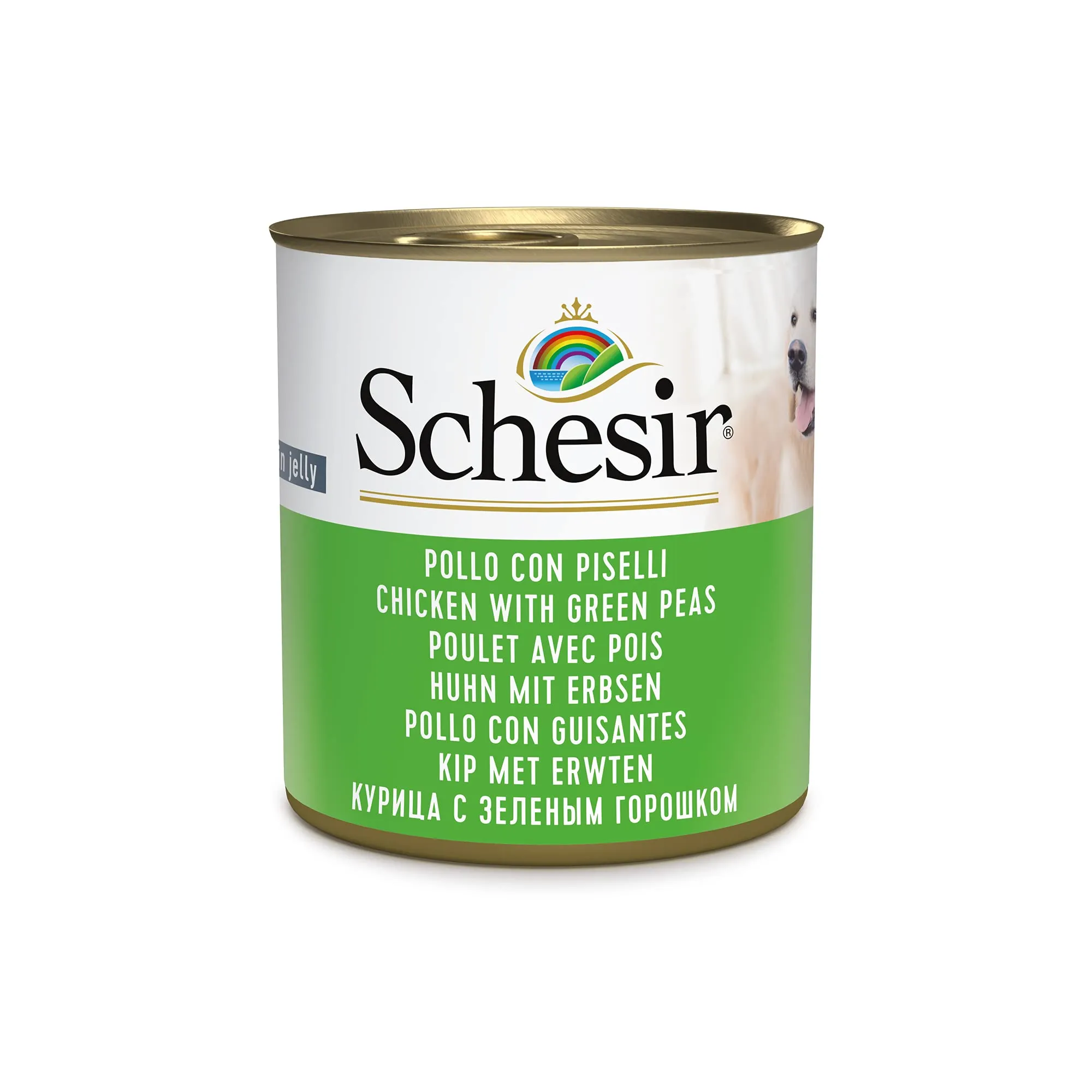 Schesir, Cibo Umido per Cani Adulti al Gusto Pollo con Piselli, Filetti in Morbida Gelatina - Totale 4,56 Kg (16 Lattine da 285G) - immagine 1