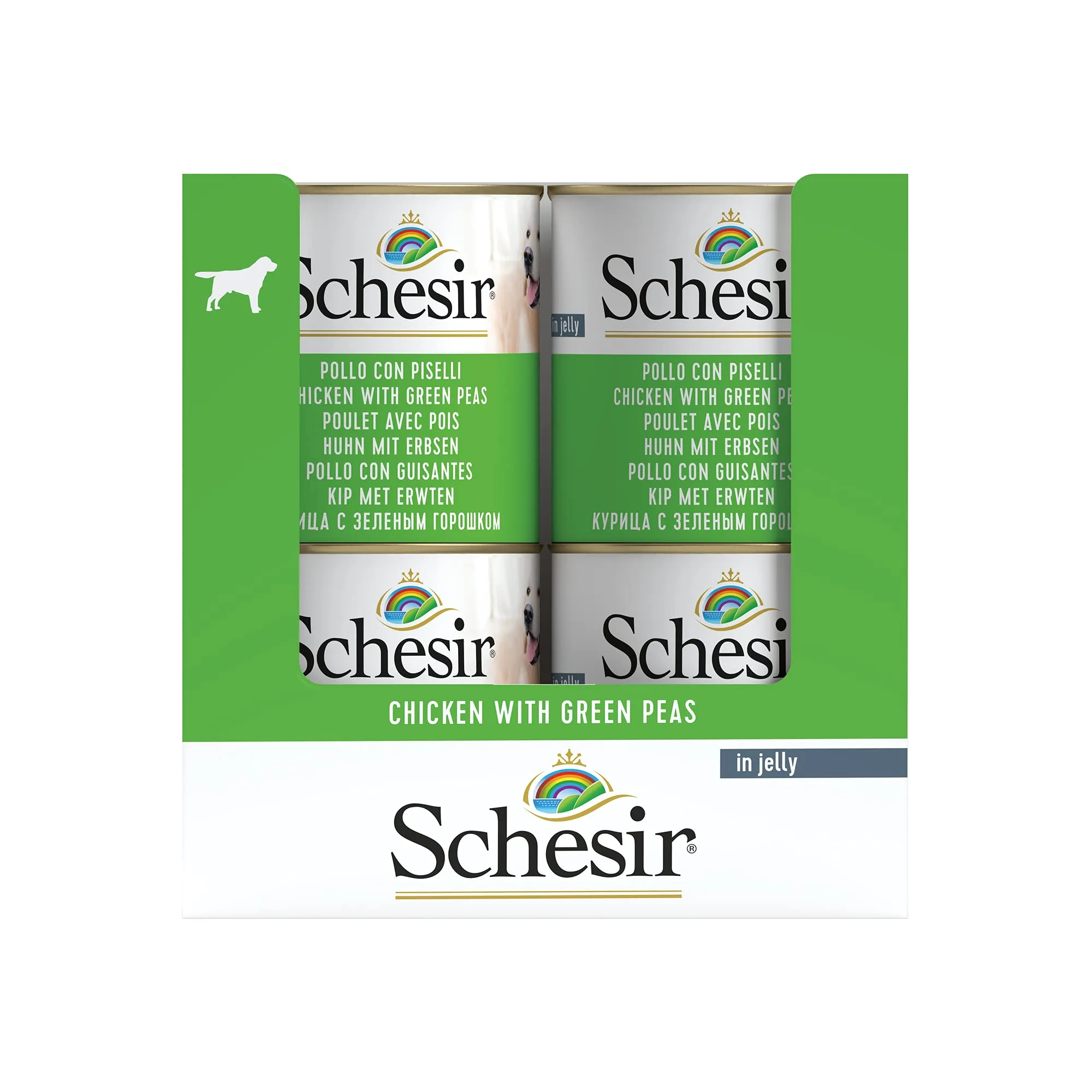 Schesir, Cibo Umido per Cani Adulti al Gusto Pollo con Piselli, Filetti in Morbida Gelatina - Totale 4,56 Kg (16 Lattine da 285G) - immagine 2