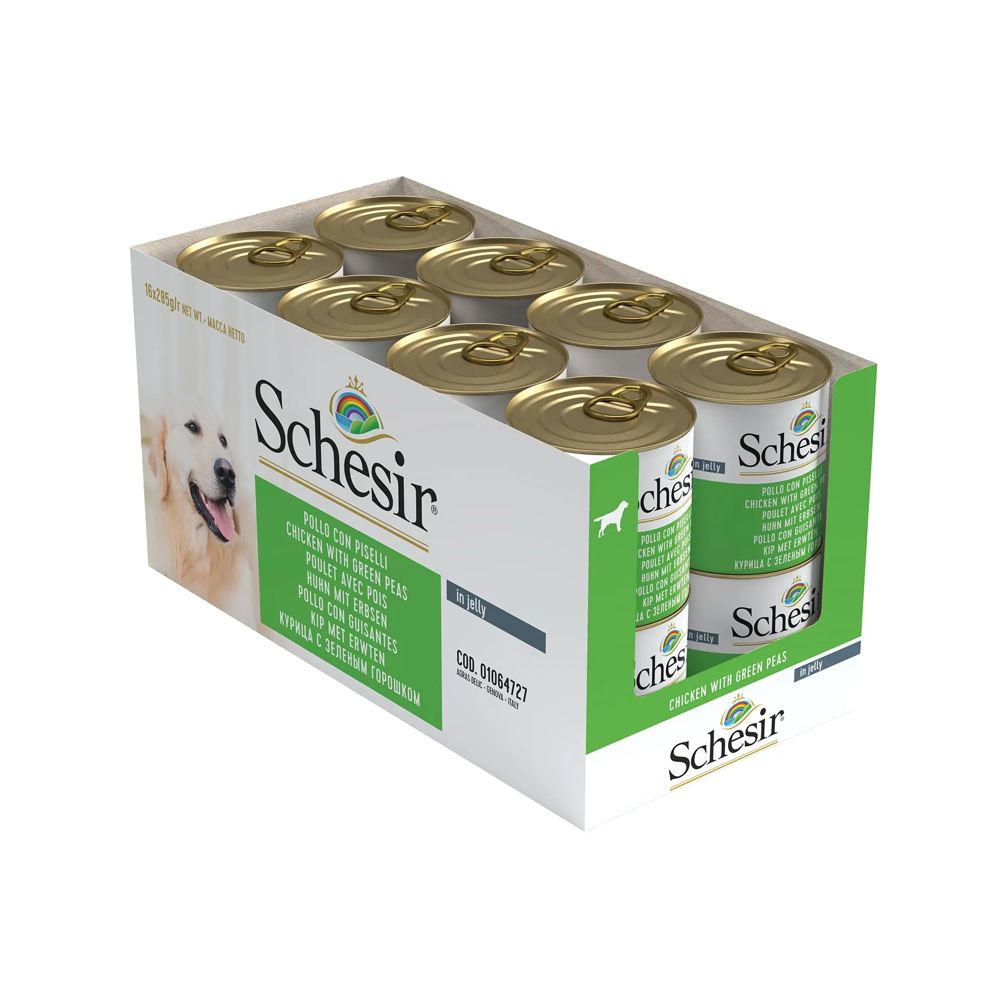Schesir, Cibo Umido per Cani Adulti al Gusto Pollo con Piselli, Filetti in Morbida Gelatina - Totale 4,56 Kg (16 Lattine da 285G) - immagine 3