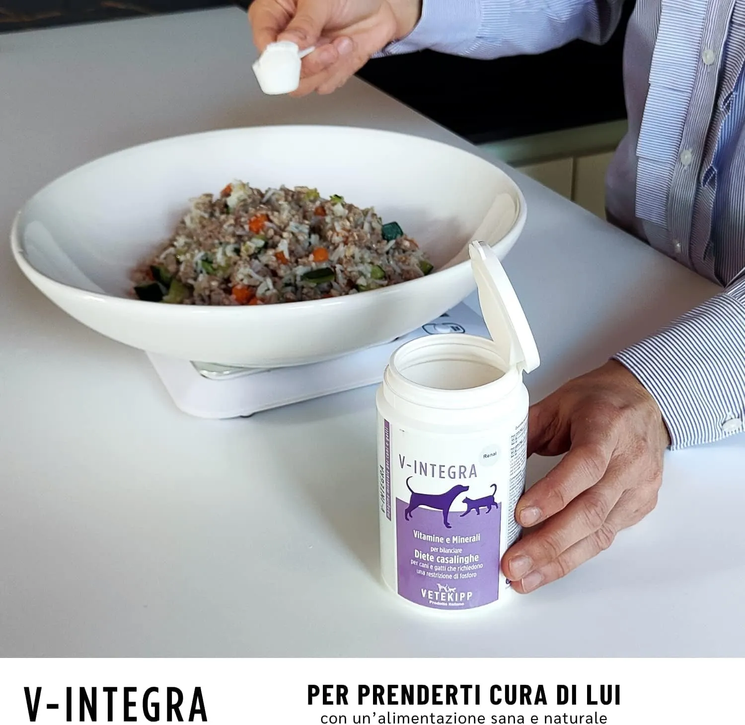 V-INTEGRA Renal 200g, Integratore Vitamine e Minerali per Bilanciare Diete Casalinghe di Cani e Gatti che Richiedono una Restrizione di Fosforo, Multivitaminico Cane e Gatto Made in Italy - immagine 5