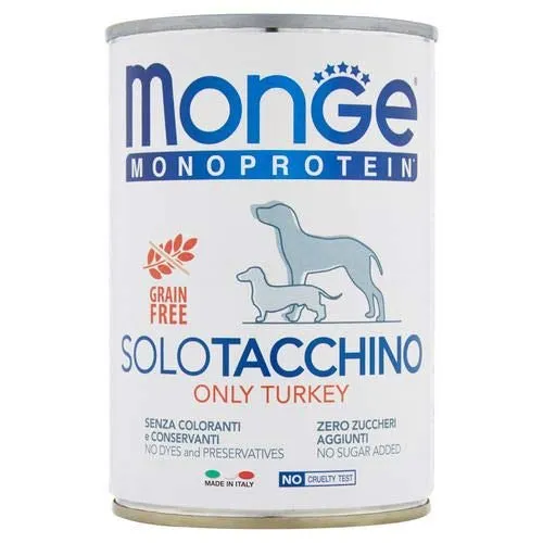 Monge Monoproteico Solo Tacchino Alimento Umido per Cani 12 X 400gr - immagine 1