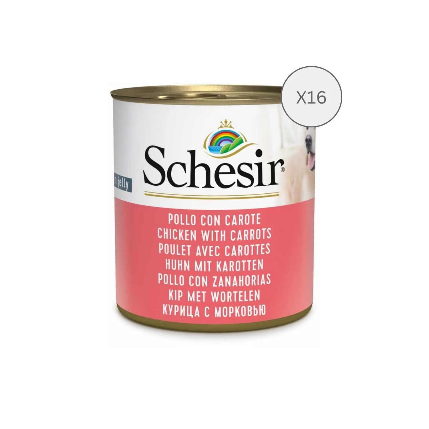 Schesir, Cibo Umido per Cani Adulti al Gusto Pollo con Carote, Filetti in Morbida Gelatina - Totale 4,56 Kg (16 Lattine da 285G) - immagine 2