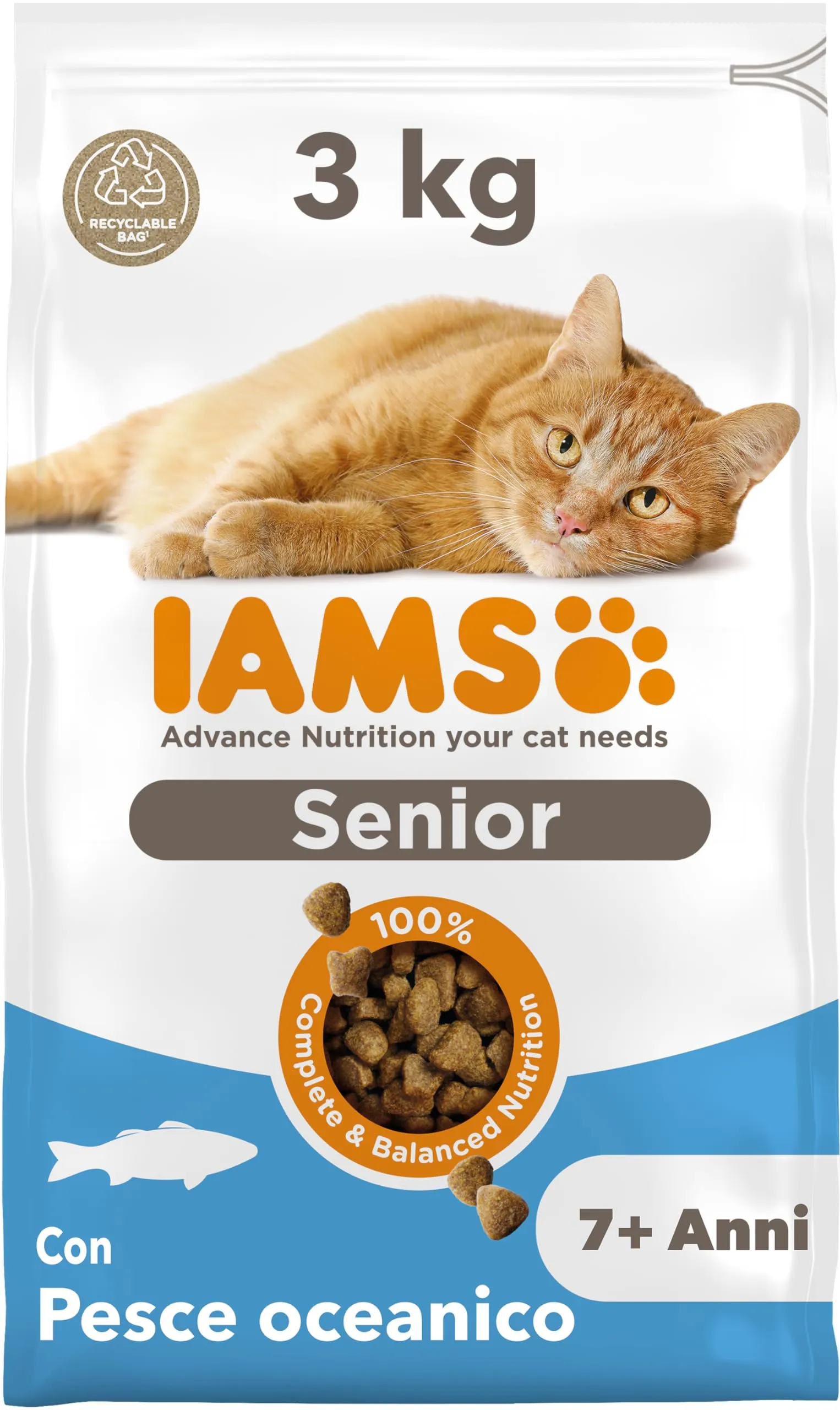IAMS Senior - Cibo secco per gatti anziani con pesce, 3 kg - immagine 1